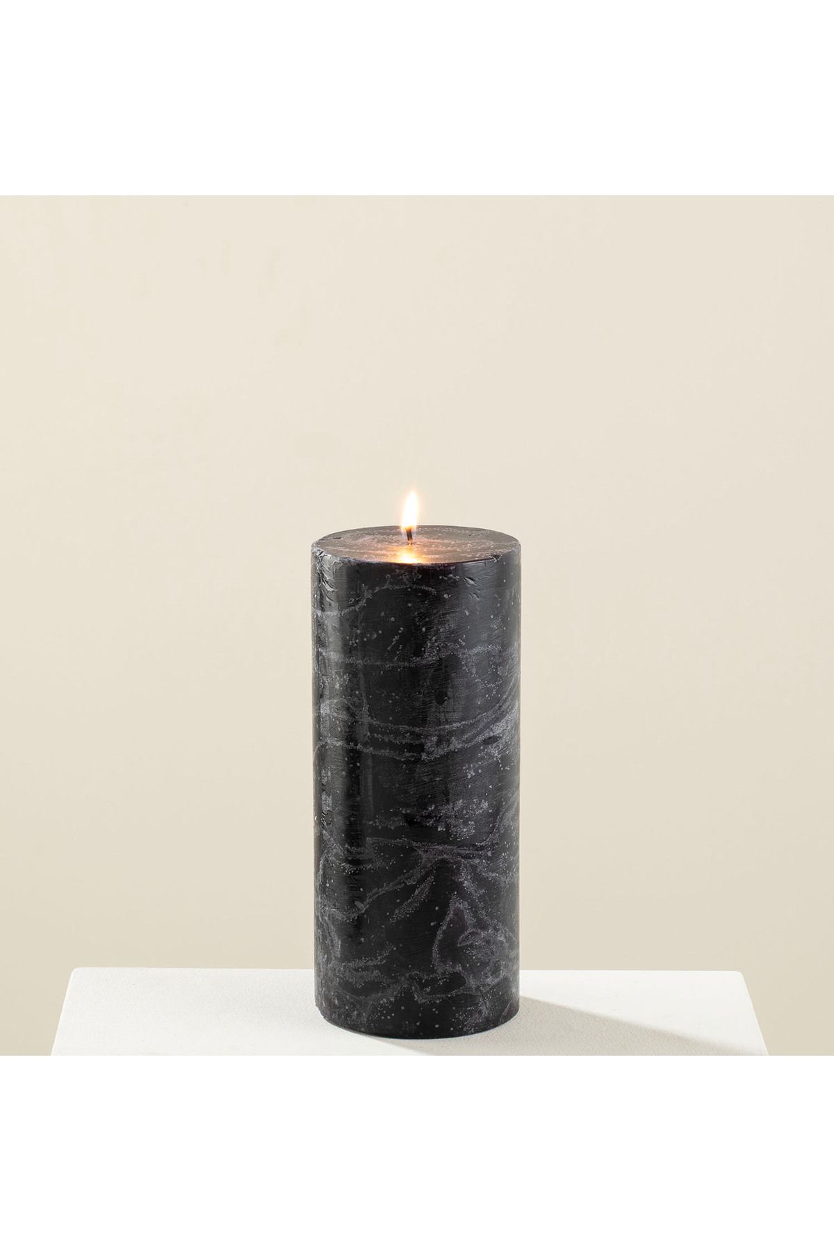 Chakra Marblo Sütun Mum 10 x 20 cm Siyah
