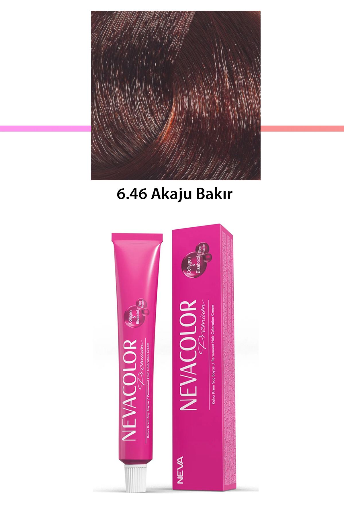 Neva Color Premium 6.46 Akaju Bakır - Kalıcı Krem Saç Boyası 50 g Tüp