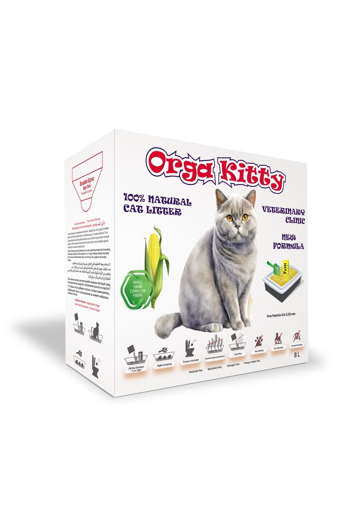 Orgakitty Orga Kitty Topaklanan Granül Kedi Kumu Tozsuz Doğal Içerik 8lt