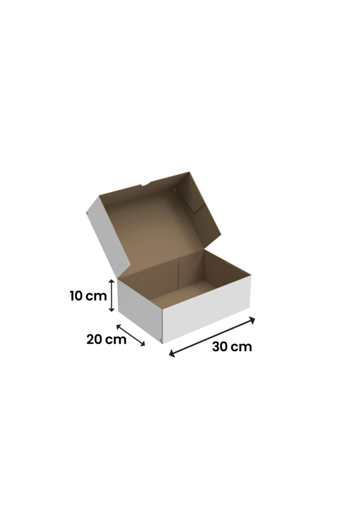 Packanya 30x20x10 - Beyaz Kesimli Karton Kutu - Internet Ve Kargo Kutusu - 200 Adet
