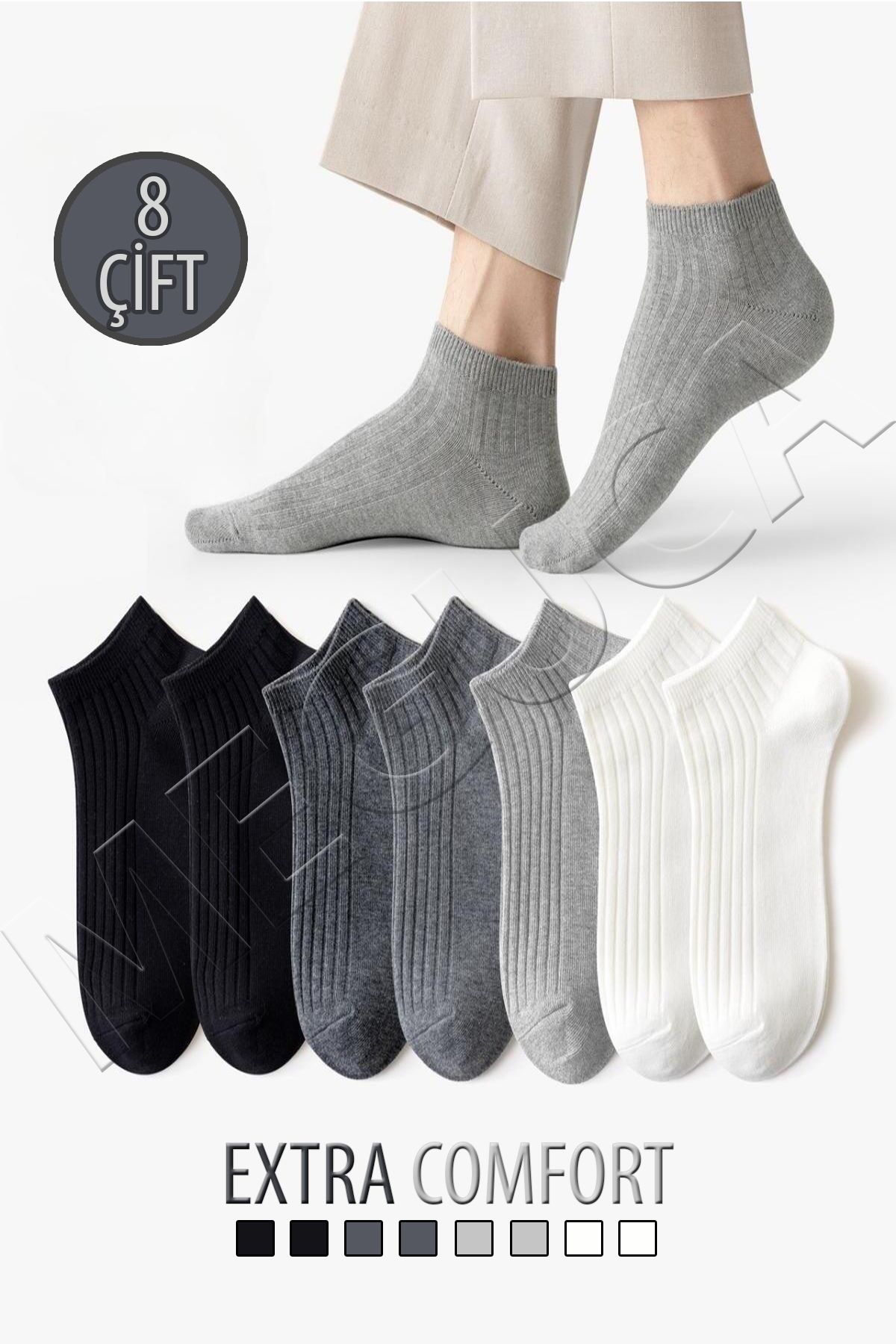 Meguca Socks Unisex Pamuklu Extra Konforlu ve Yumuşak Derbili Çorap Seti 8 Çift