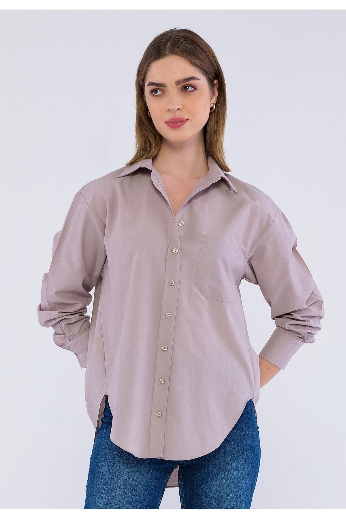 Basics&More Kadın Düz Renk Gömlek Bsm006