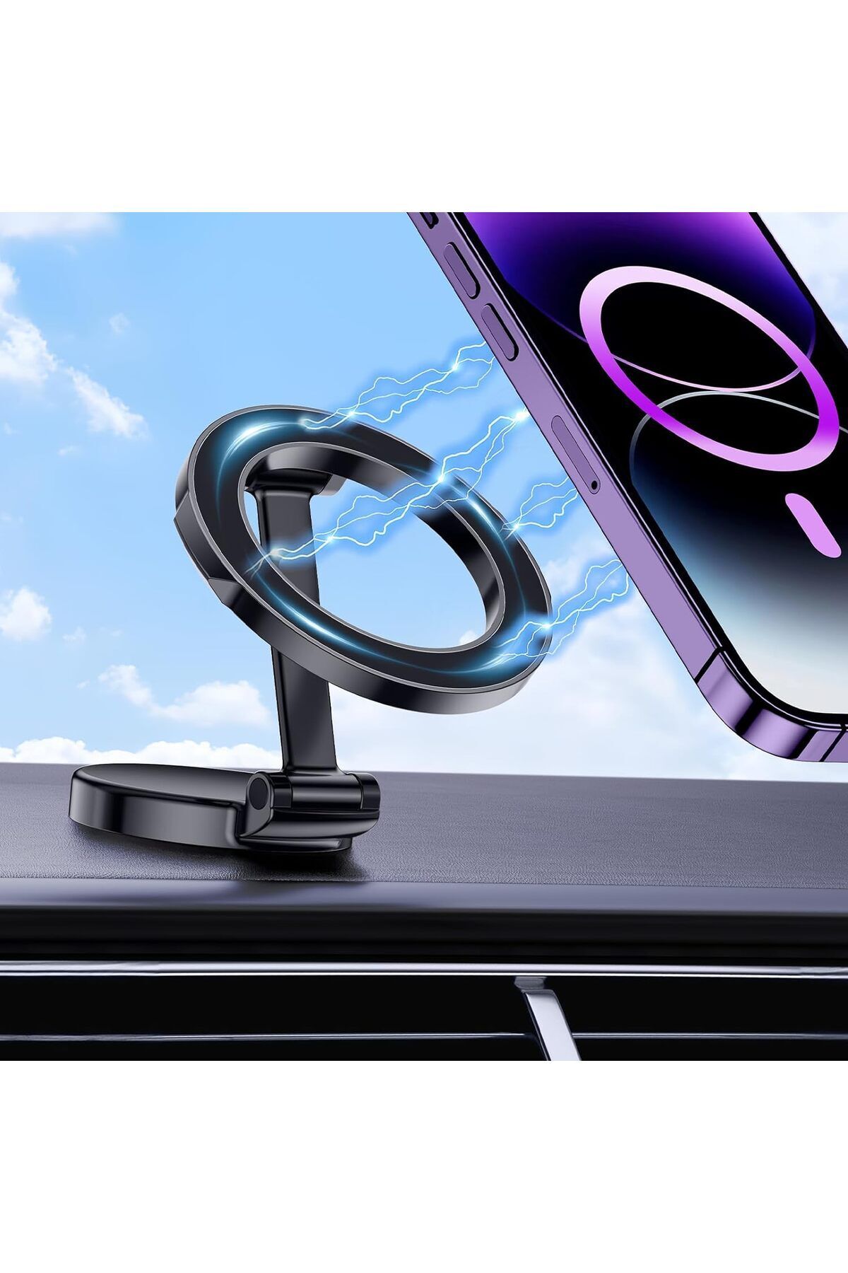 PSGT iPhone 11-12-13-14-15-15 Plus-15 Pro Max Uyumlu Magsafe Manyetik Mıknatıslı Araç İçi Telefon Tutucu