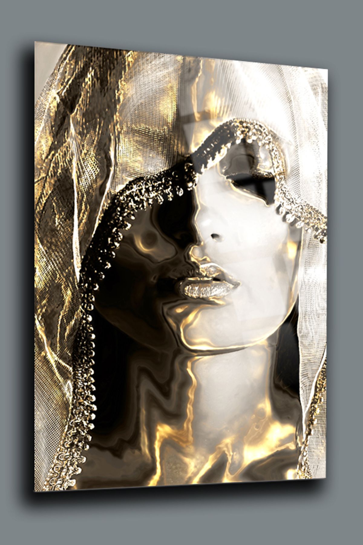 SRD Concept Altın Kadın Cam Tablo