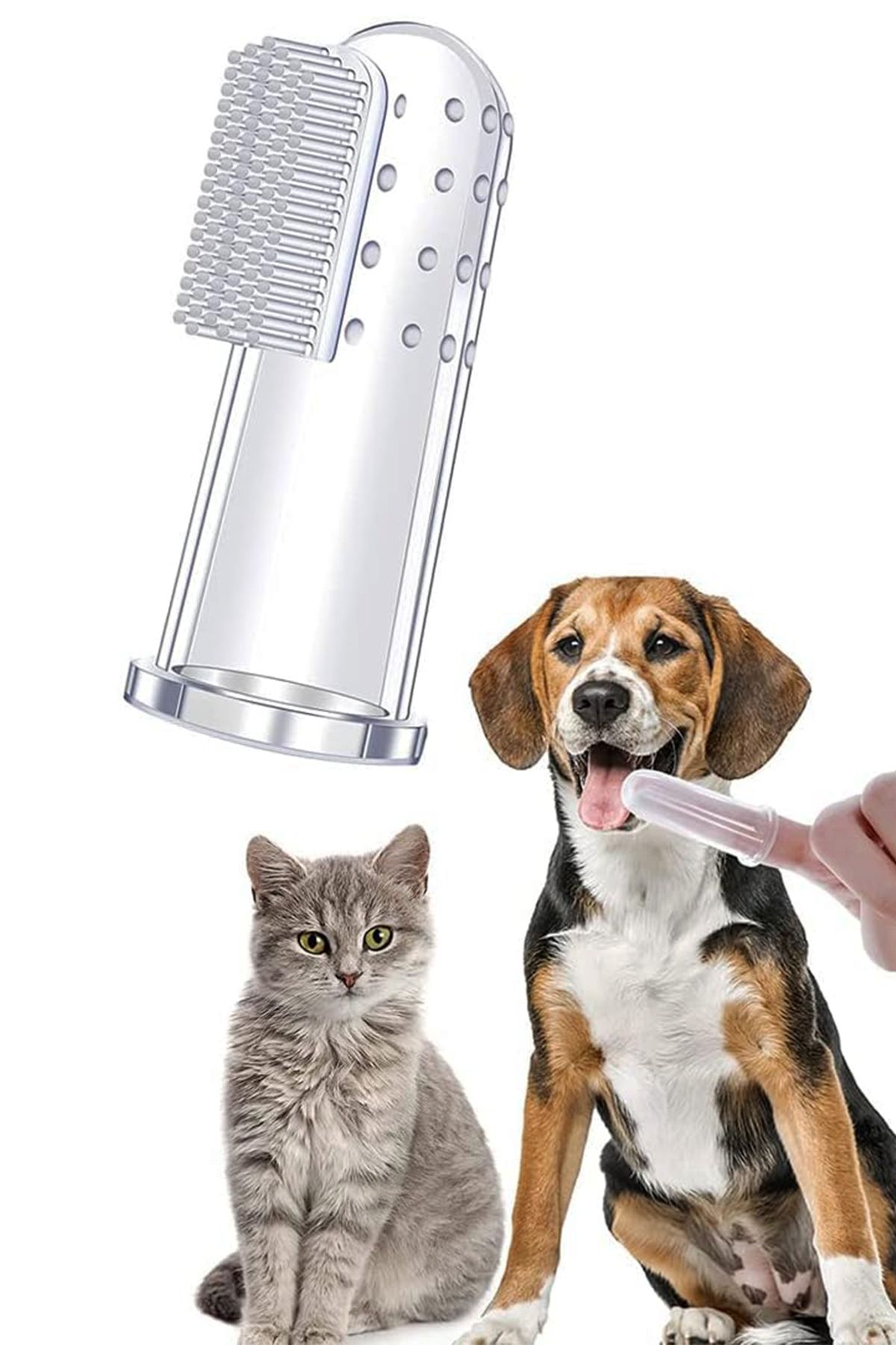 Factorial Evcil Hayvan Parmak Şekilli Silikon Diş ve Dil Temizleyici ve Kaşıyıcı Yumuşak Fırça Kedi tarağı