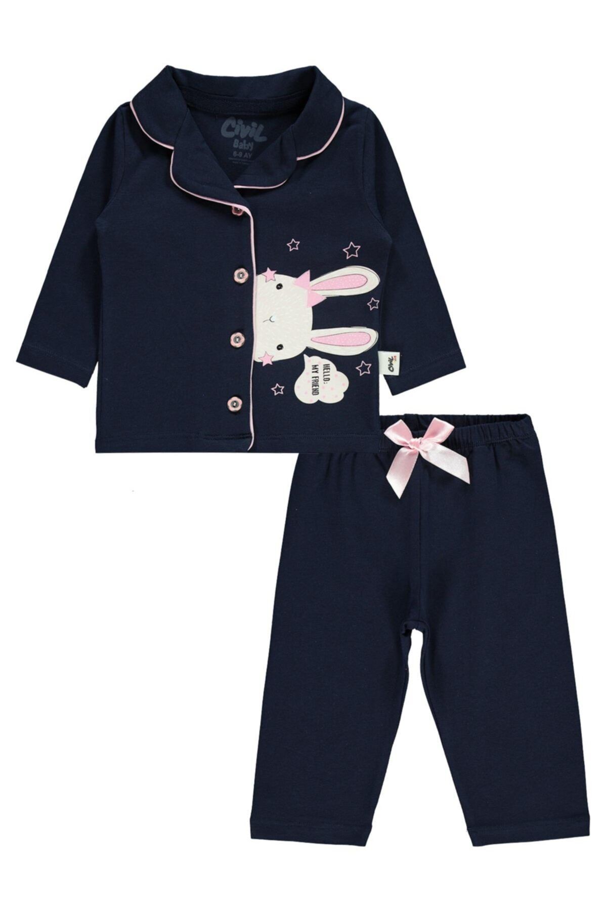 Civil Baby Kız Bebek Lacivert Pijama Takımı 6-18 Ay