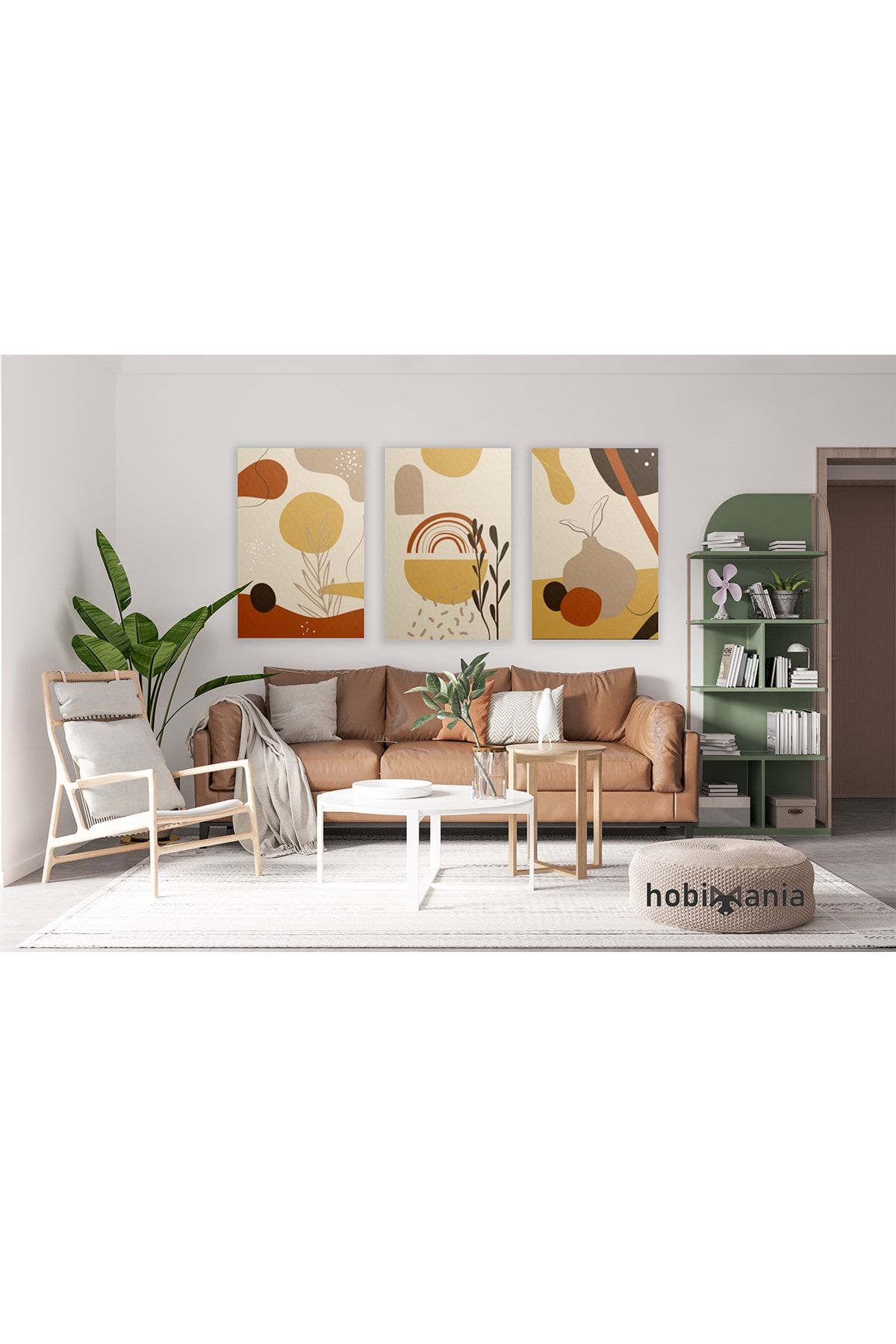 Hobimania Kanvas Tablo Soft Renklerde Modern Tuval Dekorasyon Moda Tablo Set 40x60 Cm