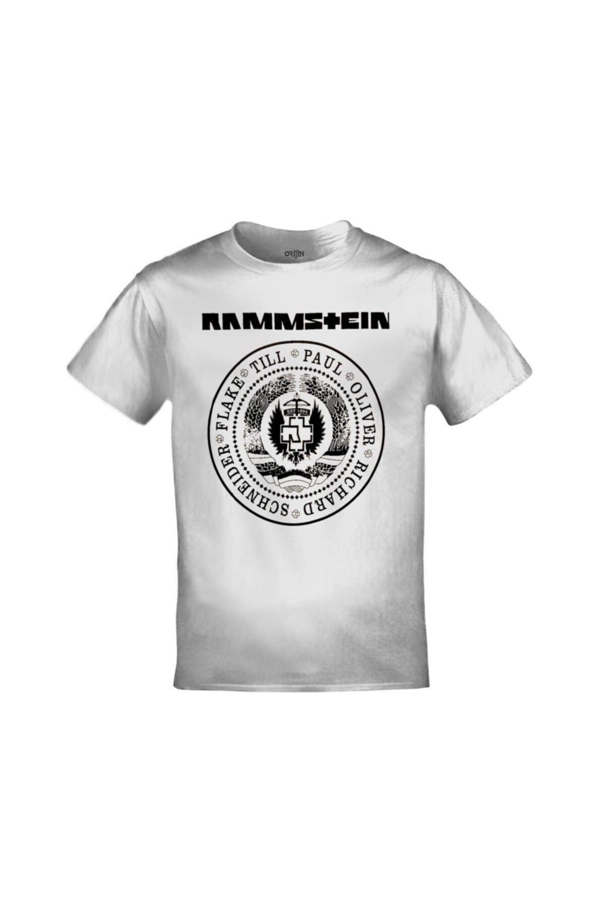 Orijin Tekstil Rammstein Baskılı Unisex Beyaz Tshirt