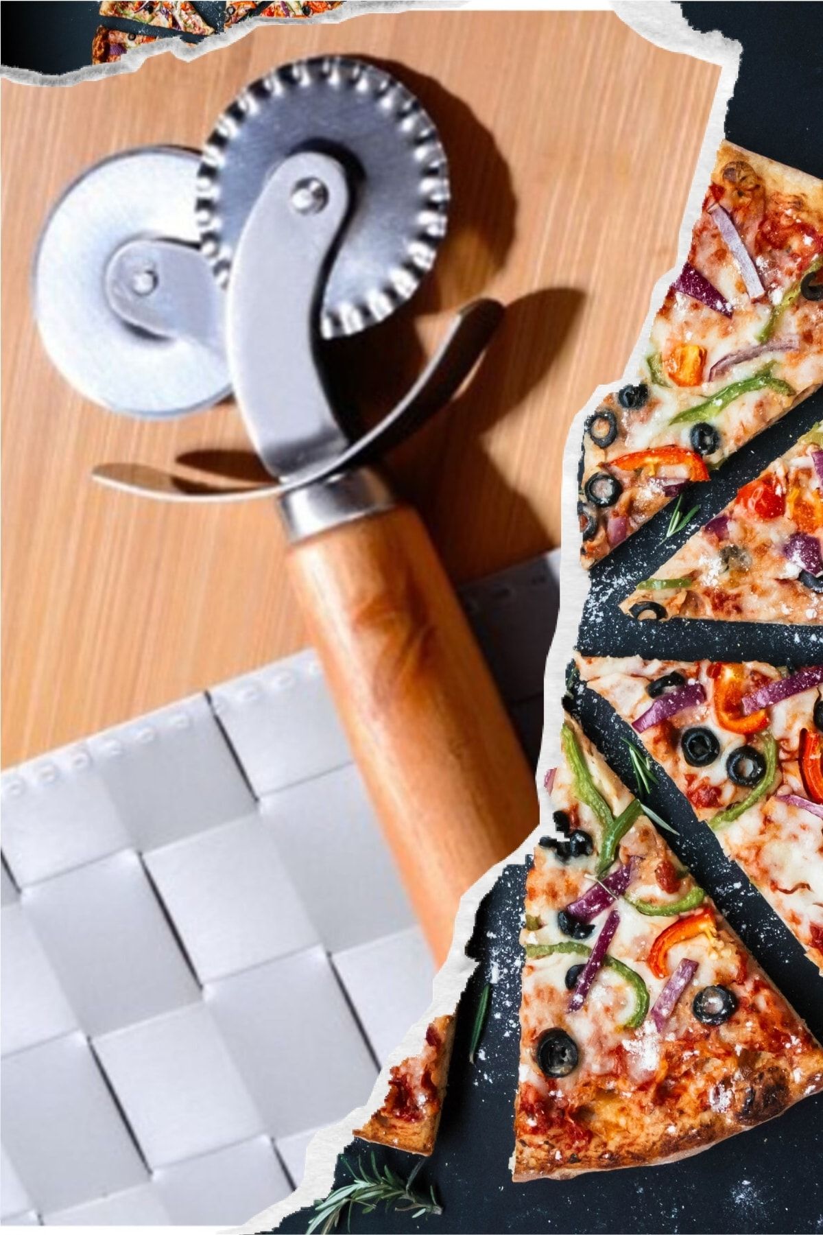 Ersamica Pizza Hamur Ve Börek Kesici Rulet Suya Dayanıklı Ahşap Saplı Çift Taraflı Kesme Bıçağı - Ers11cr