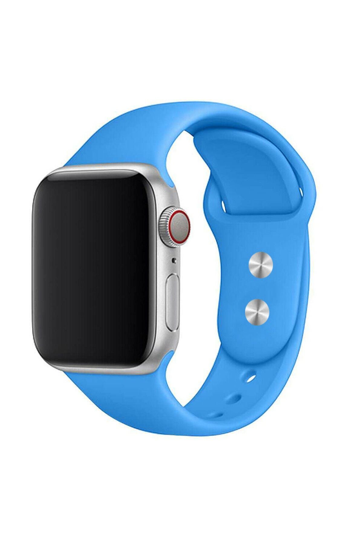 Bilişim Akademi Apple Watch 2 3 4 5 6 Uyumlu Hava Mavi  Spor Silikon Kordon 40 mm