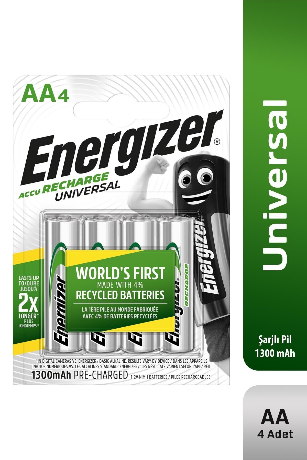 Energizer Universal Şarj Edilebilir 1300 Mah Aa Kalem Pil 4'lü
