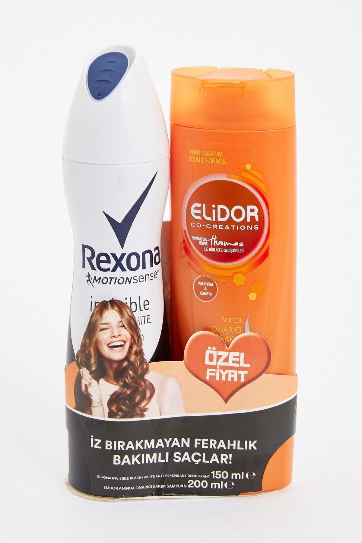 Rexona Kadın Deodorant Sprey Invisible Black&White 150 ml + Elidor Şampuan Onarıcı Bakım 200 ml
