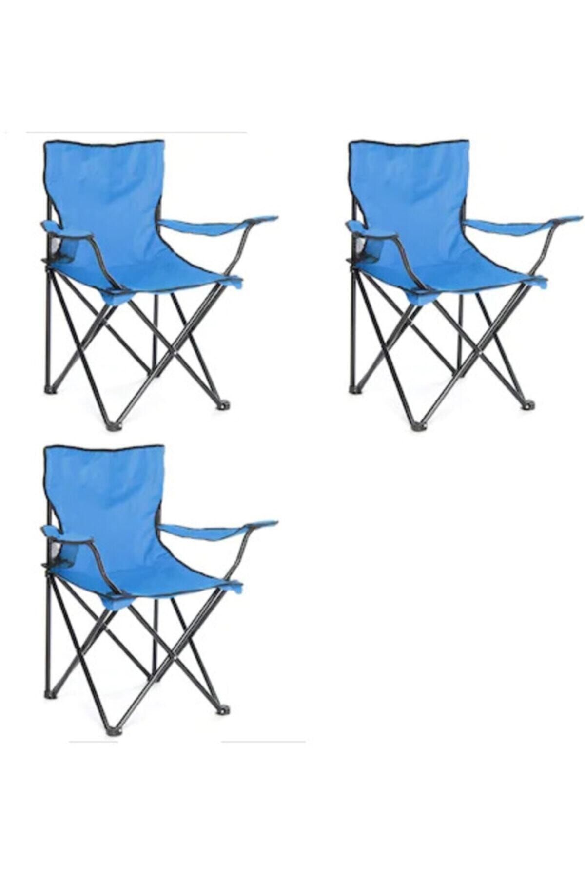 Toysan Katlanır Çantalı Kamp Sandalyesi Mavi 3 Adet