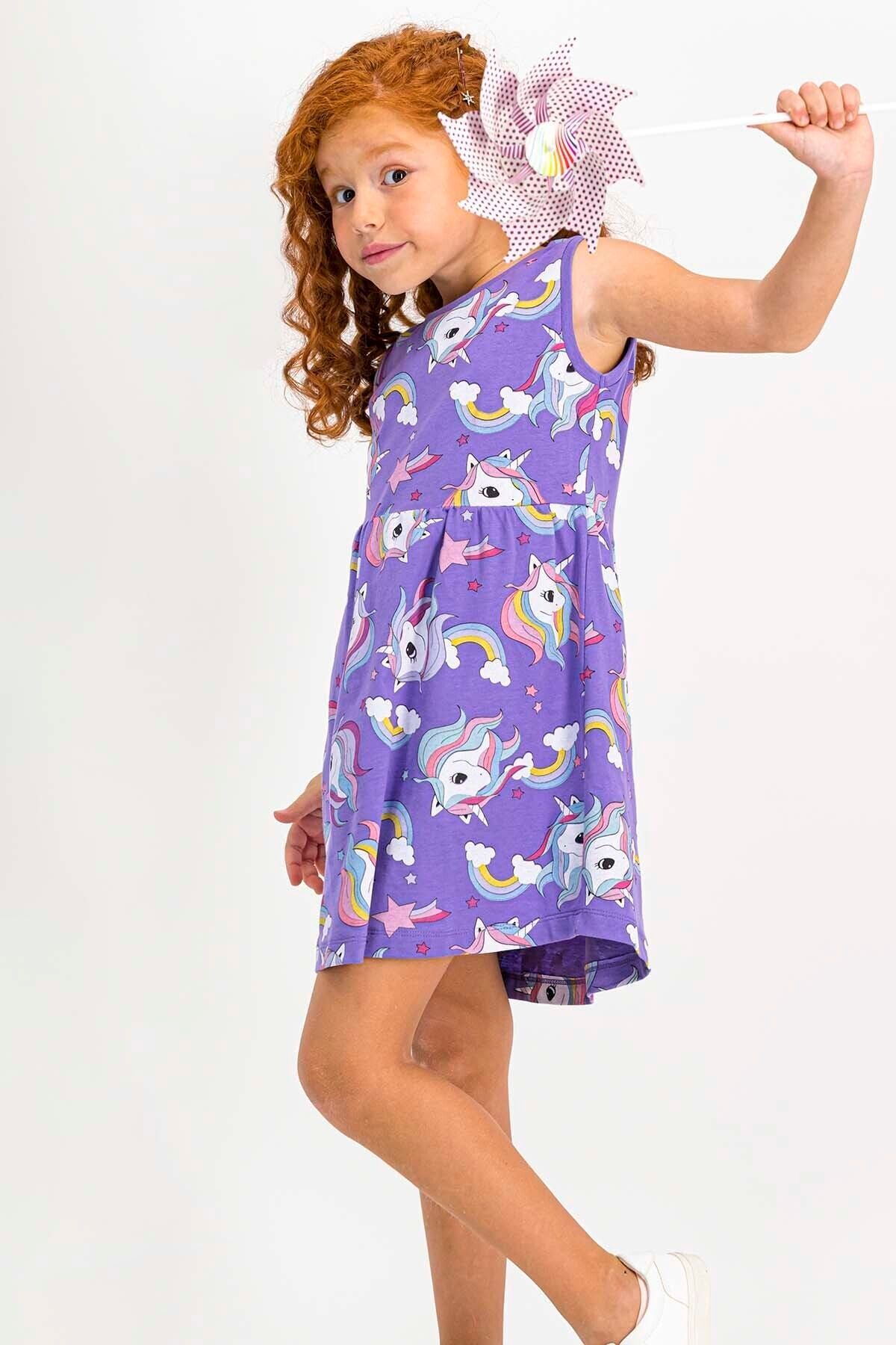 Rolypoly Unicorn Krem Kız Çocuk Homewear Elbise