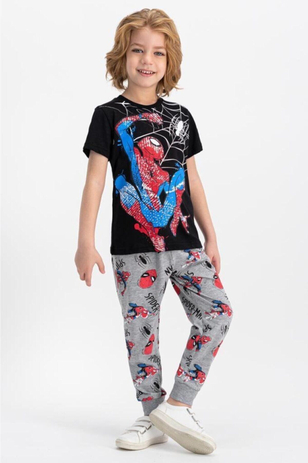Spiderman Spider Man Lisanslı Siyah Erkek Çocuk Pijama Takımı