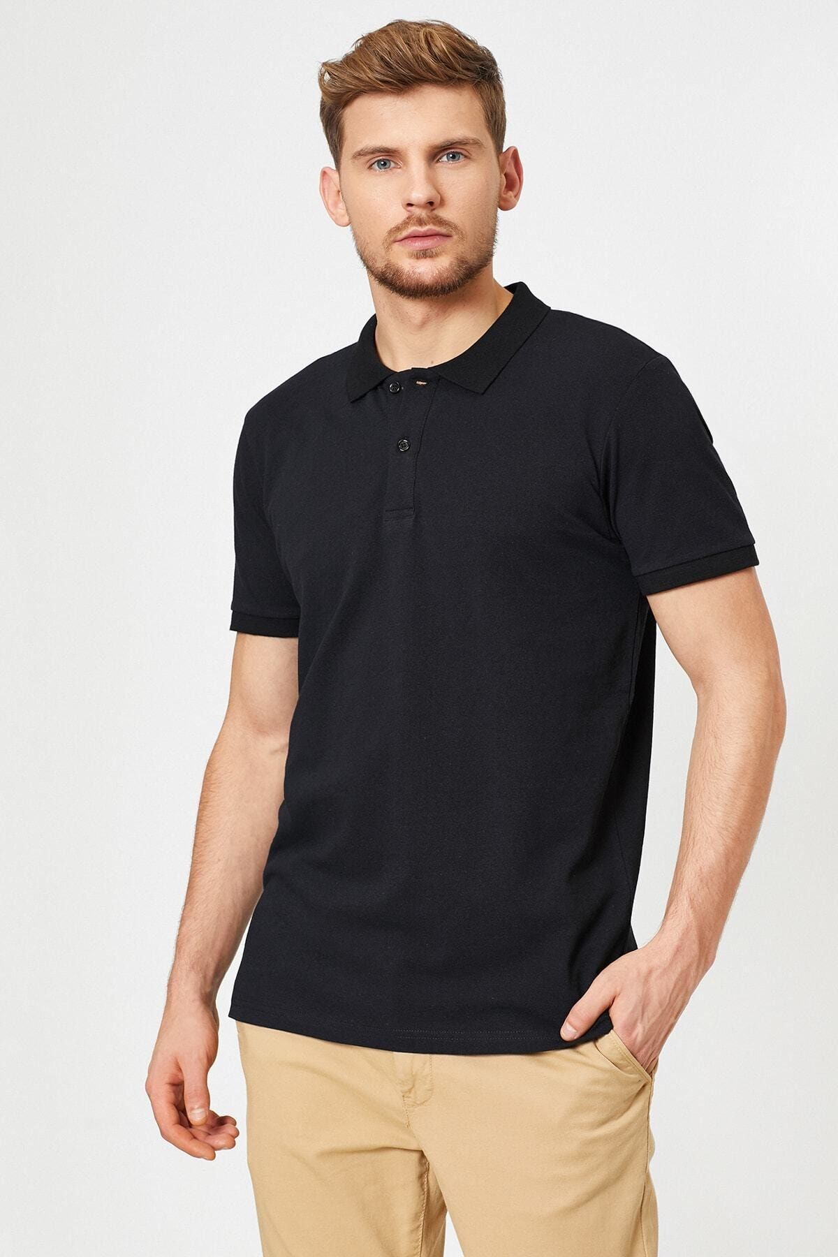 Koton Erkek Siyah Polo Yaka T-Shirt 0YAM12133LK