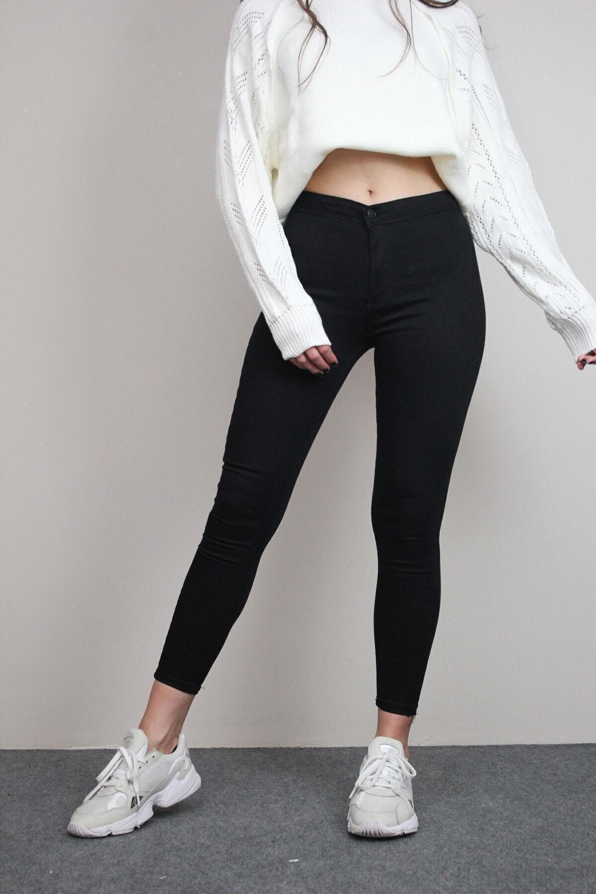 VEGA Kadın Siyah Solmayan Yüksel Bel Likralı Toparlayıcı Skinny Jeans Pantalon