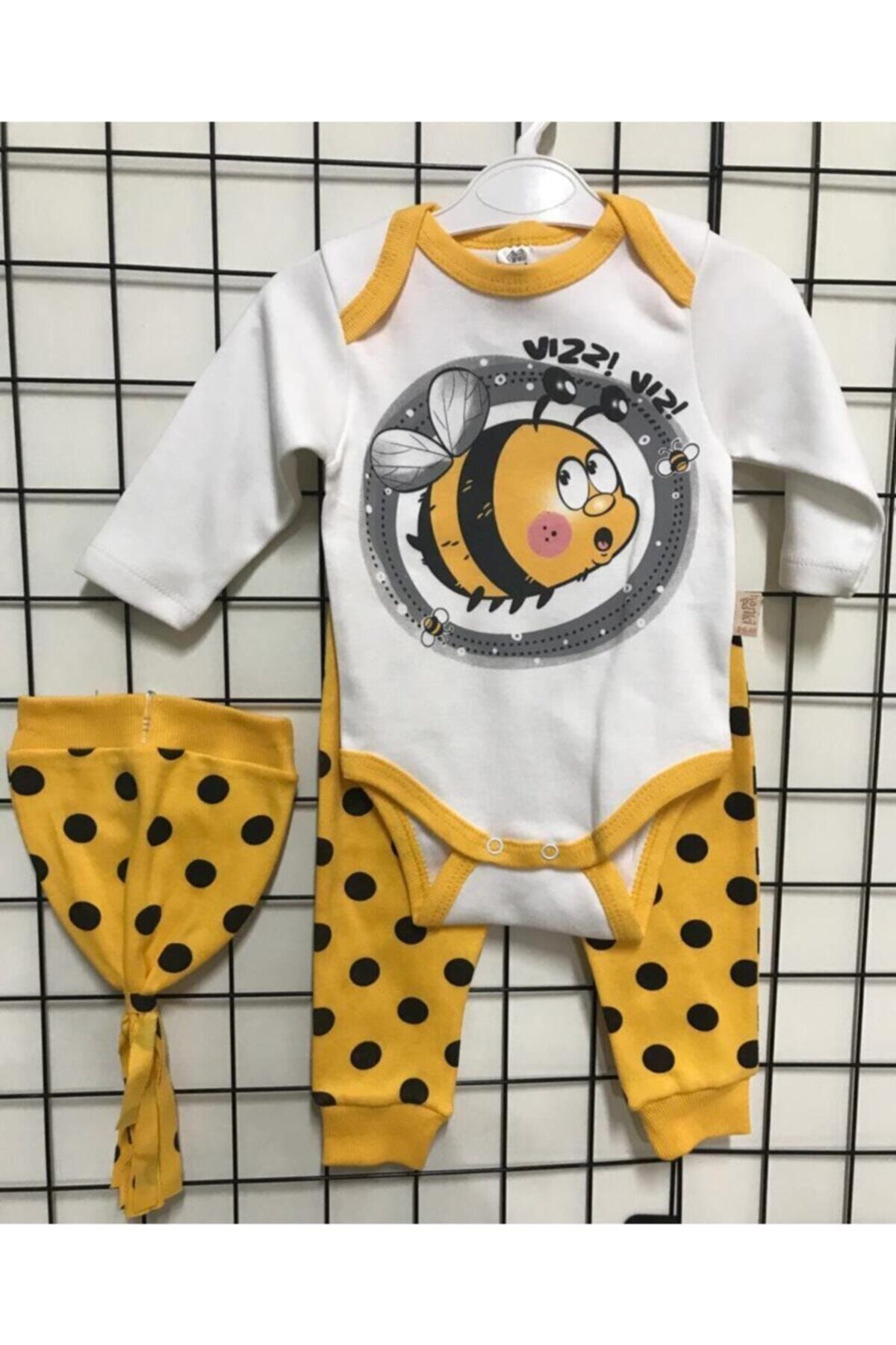 my ege baby Unisex Sarı Bebek Arılı Badili Takım