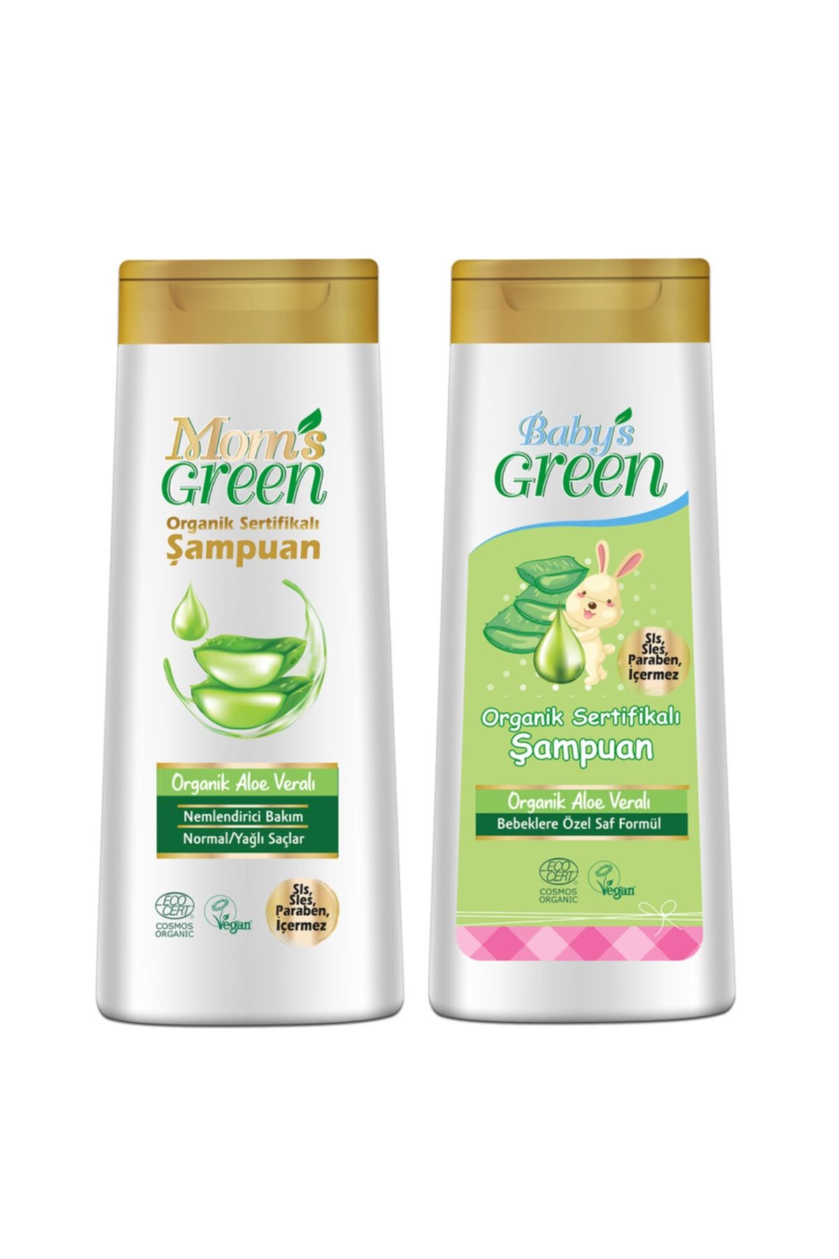 Mom's Green Organik Aloe Veralı Şampuan Ve Organik Bebek Şampuanı Seti2'li  400ml*2