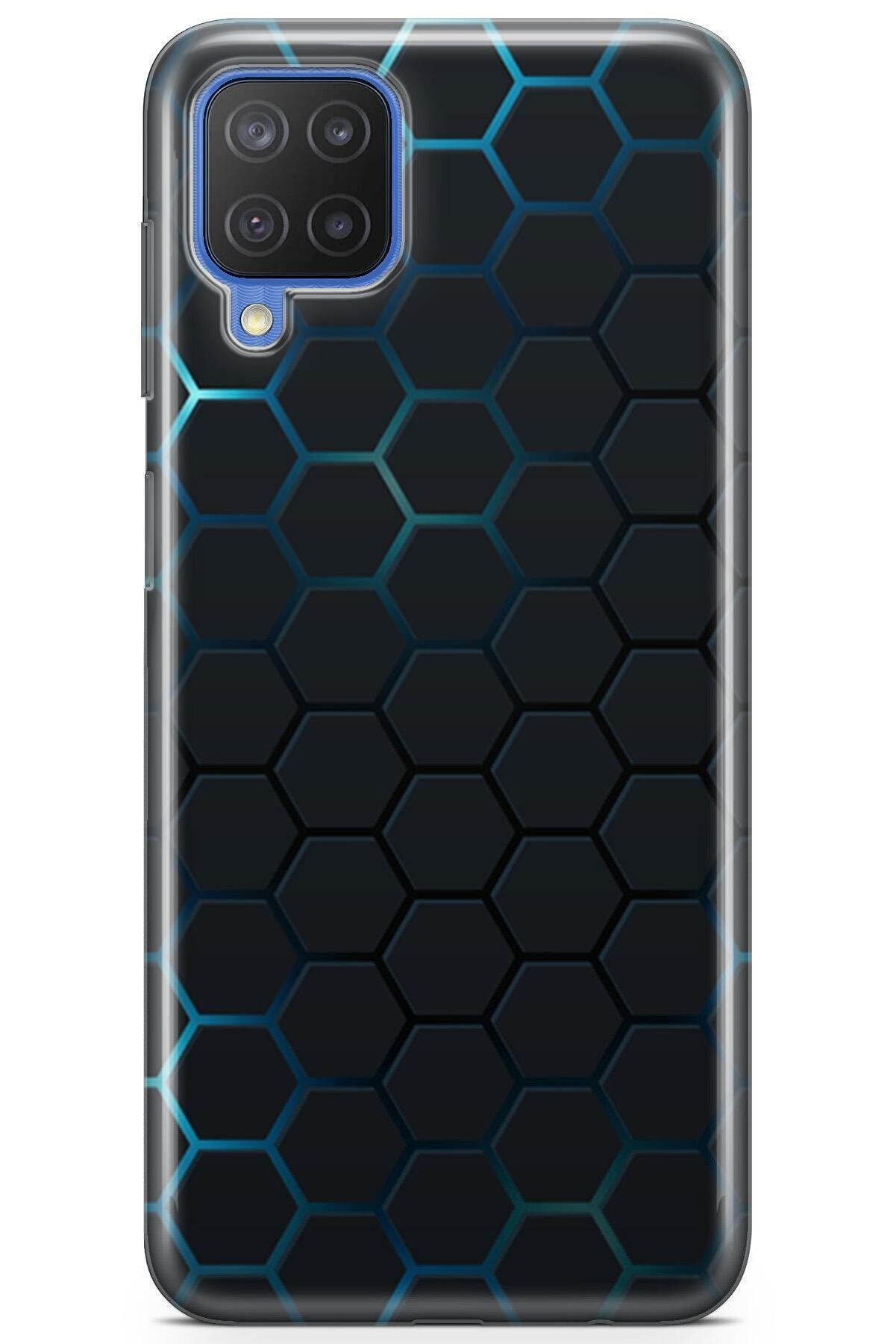 Melefoni Samsung Galaxy M12 Ile Uyumlu Hexagon Serisi Uv Baskılı Silikon Kılıf