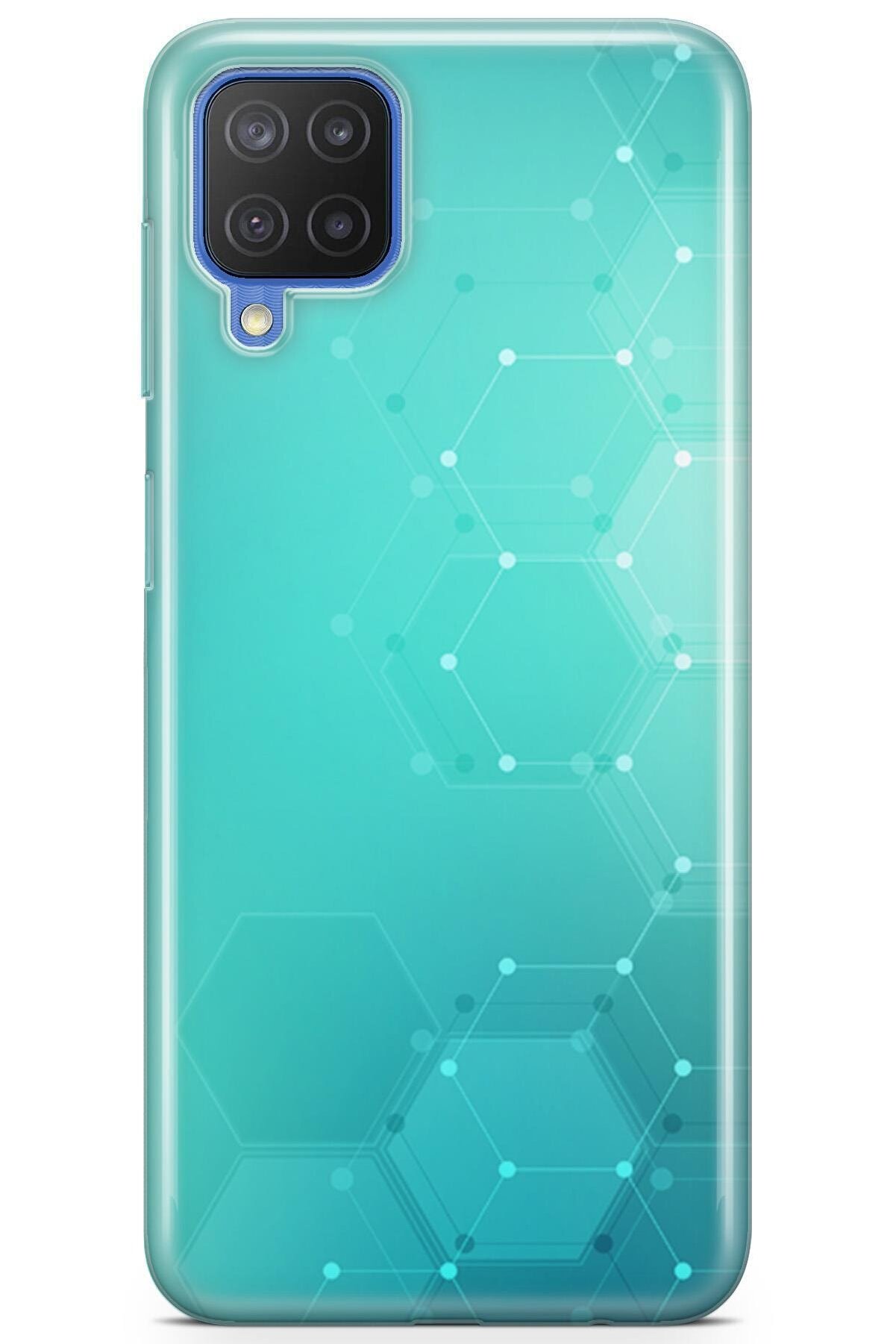 Melefoni Samsung Galaxy M12 Ile Uyumlu Hexagon Serisi Uv Baskılı Silikon Kılıf