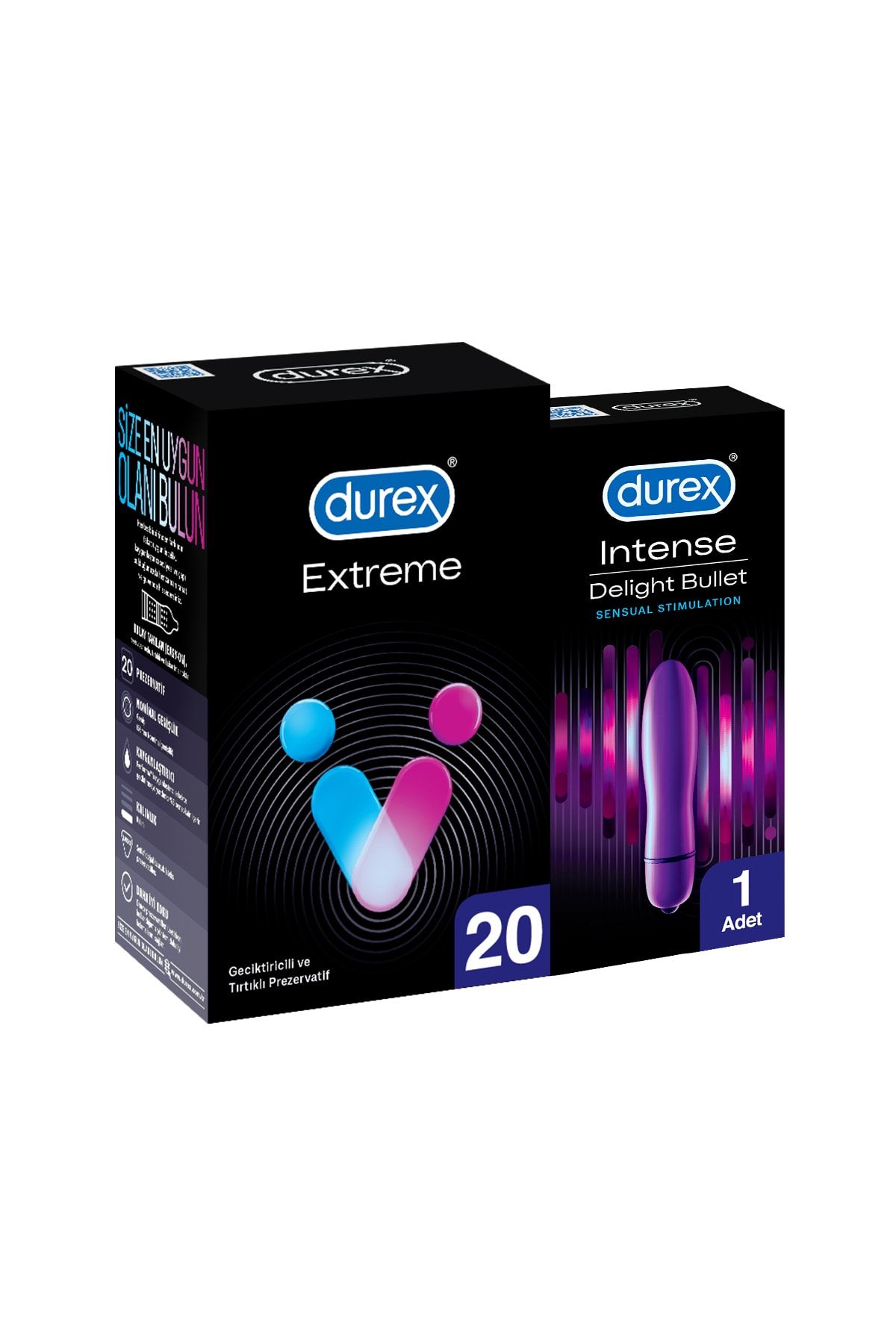 Durex Extreme li 20’li Prezervatif + Intense Vibe Bullet Titreşimli Vibratör