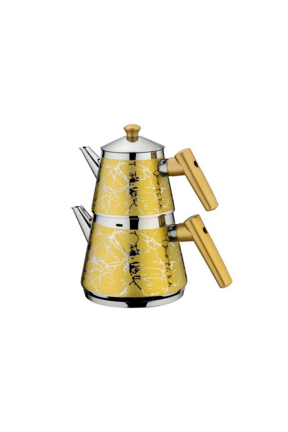 Akdeniz Piramit Sarı Desenli Mini Çaydanlık
