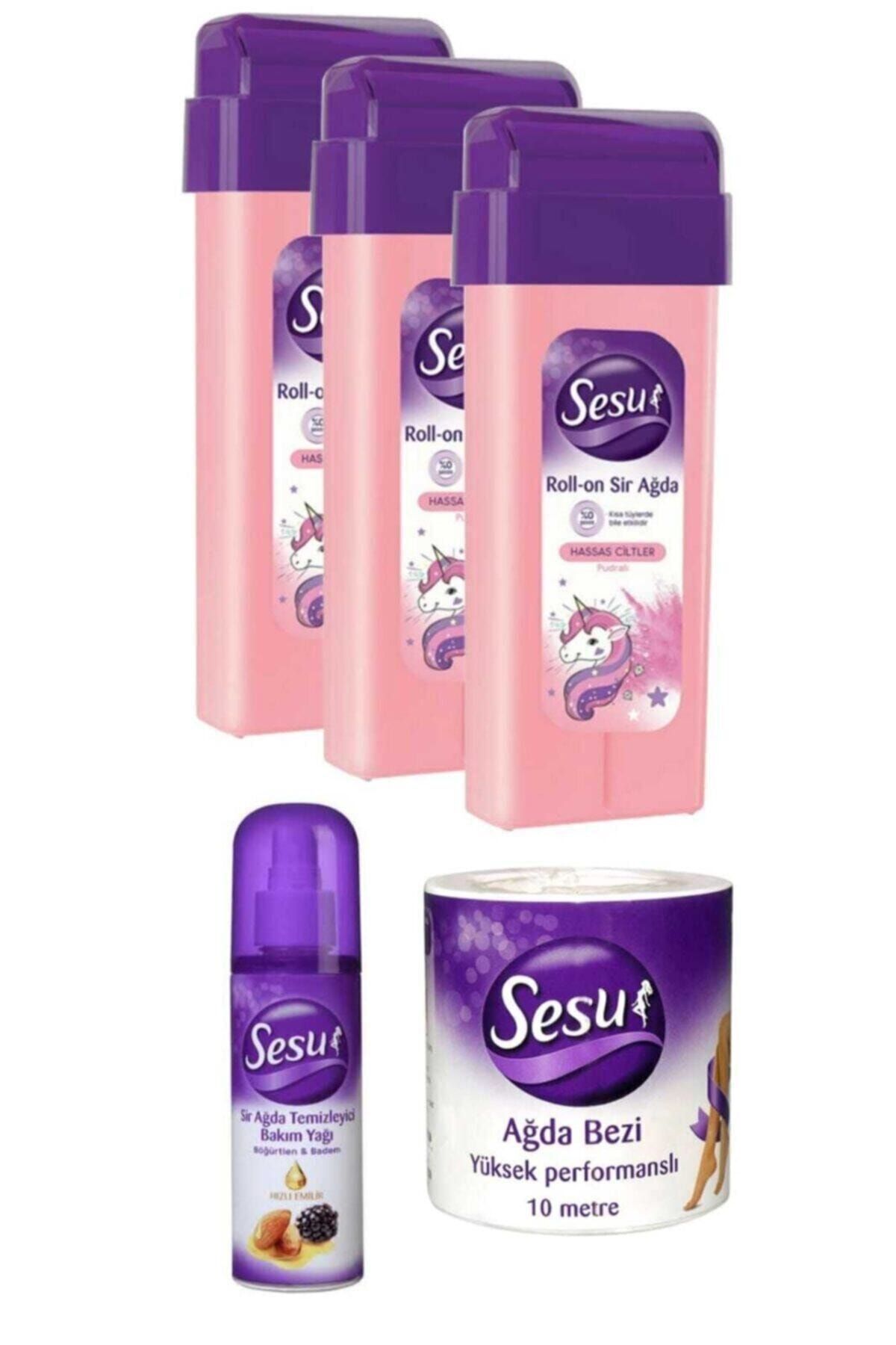 Sesu Kartuş Roll-on Ağda 3 Ad+150ml Ağda Yağı+10mt Ağda Bezi