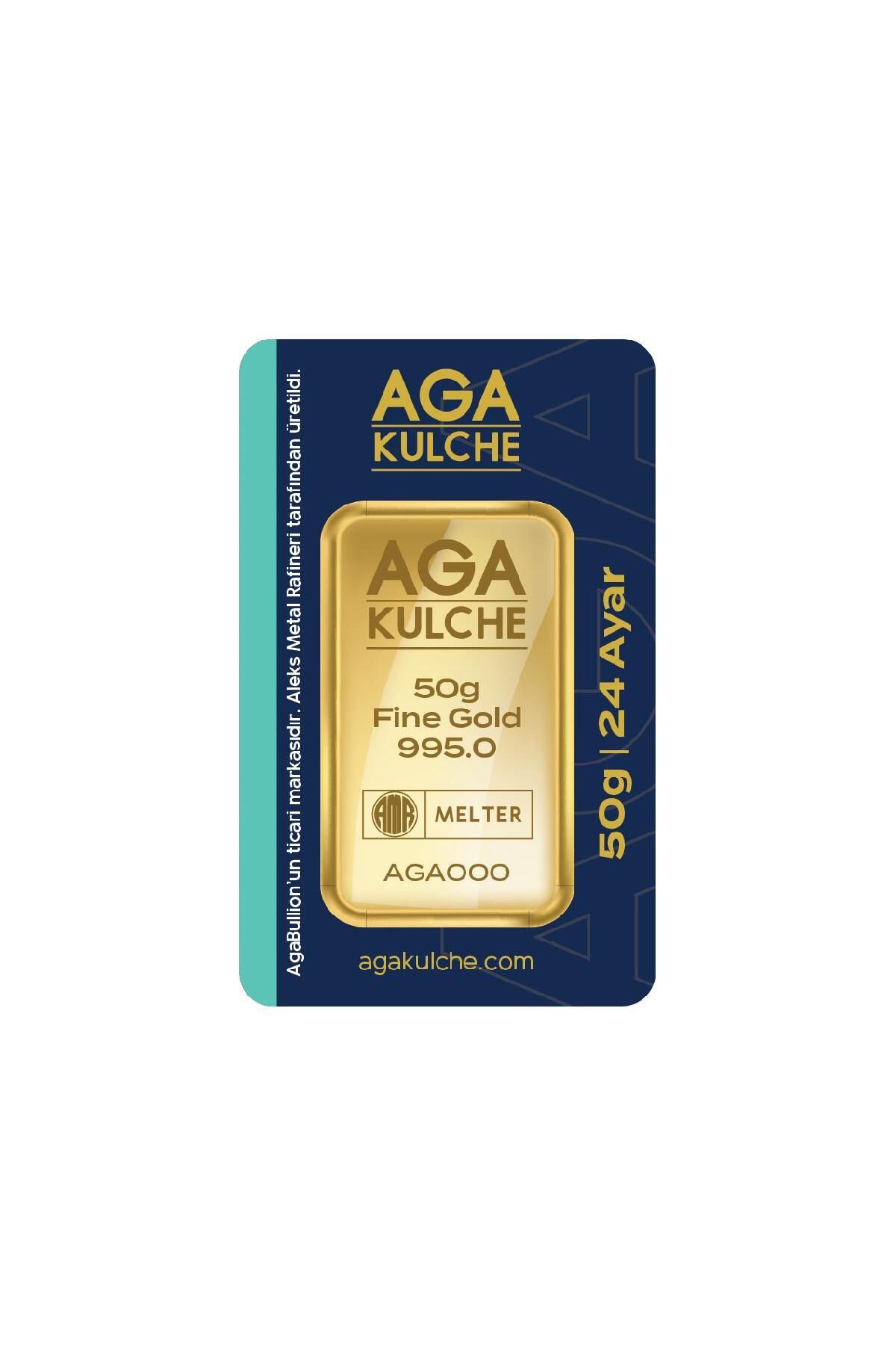 AgaKulche 50 gram Altın 24 Ayar Külçe Altın