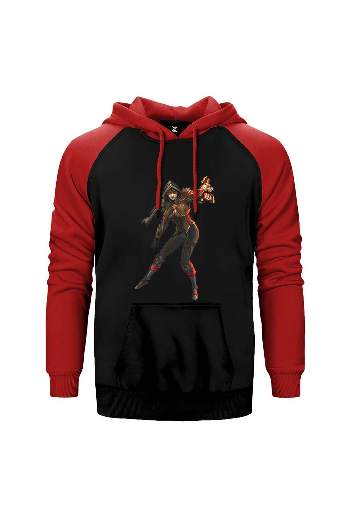 Z zepplin Diablo 3 Female Demon Hunter Kırmızı Renk Reglan Kol Kapşonlu Sweatshirt