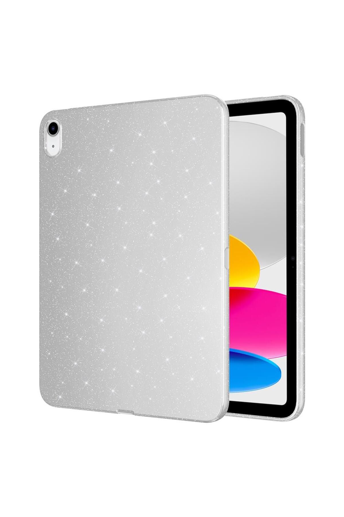 AktarMobile iPad 10. Nesil 2022 10.9" uyumlu Simli Silikon Kılıf Işıltılı Parlak Kapak Esnek TPU