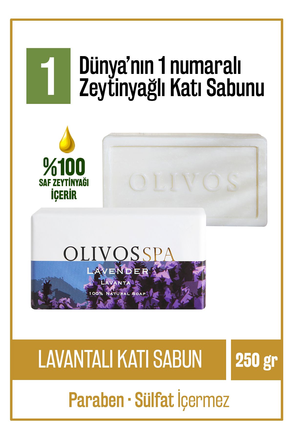 Olivos %100 Doğal Spa Serisi Lavanta Ve Zeytinyağı Katı Sabun El Sabunu Nem Dengeleyici 250 gr