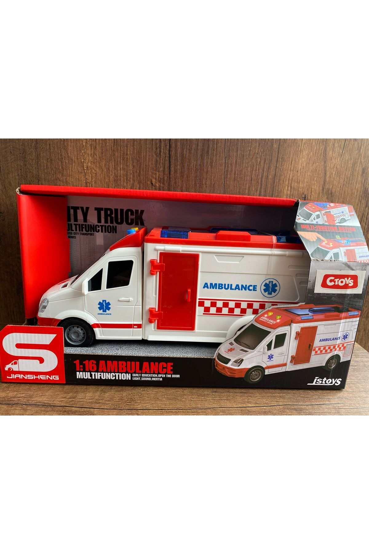 scntoys Oyuncak Ambulans Sesli Işıklı Sedyeli Büyük Ön Kapı Ve Arka Kapıları Açılır Oyuncak ambulans araba