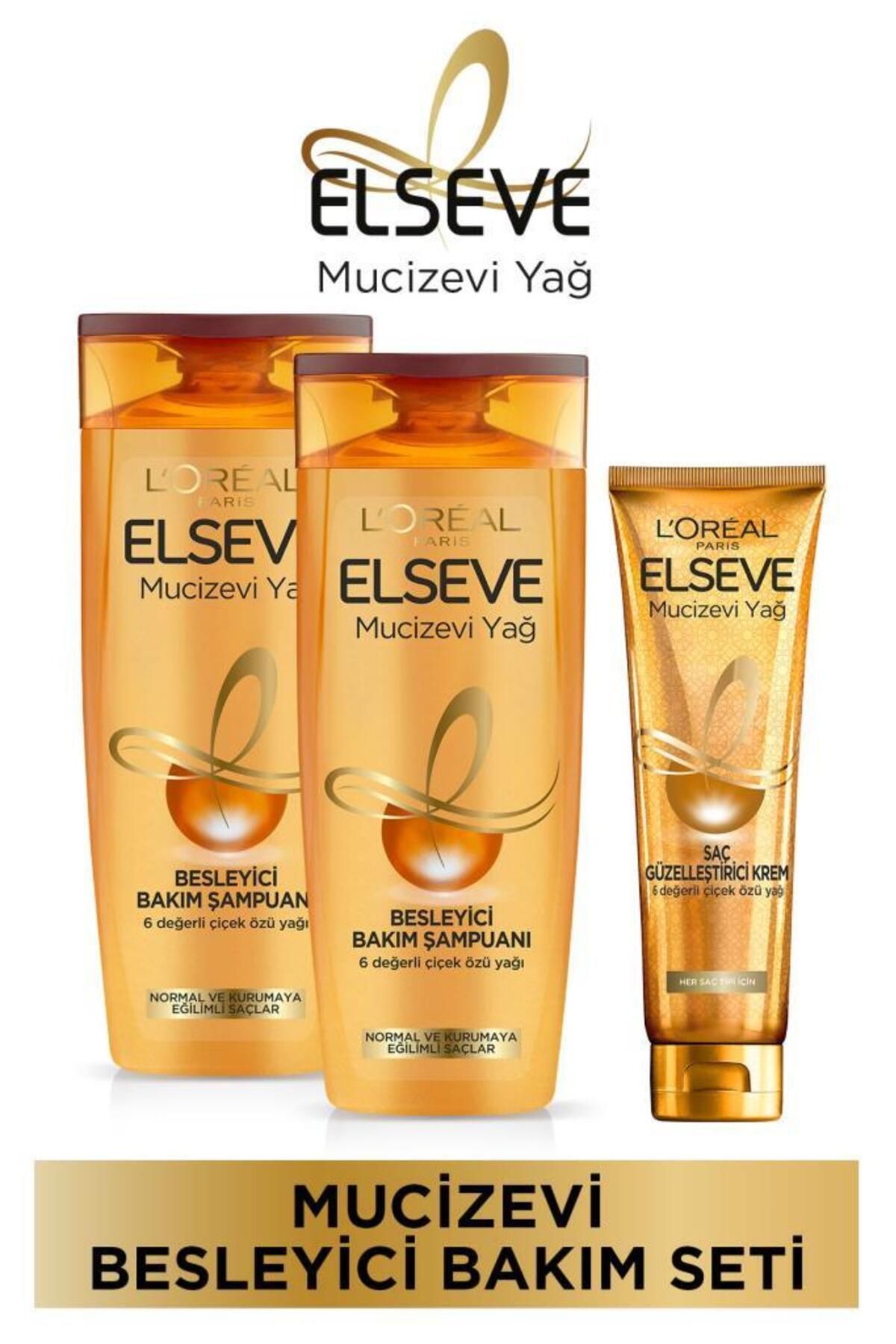 Elseve Mucizevi Yağ Besleyici Bakım Şampuan 360ml 2'li & Saç Güzelleştirici Krem
