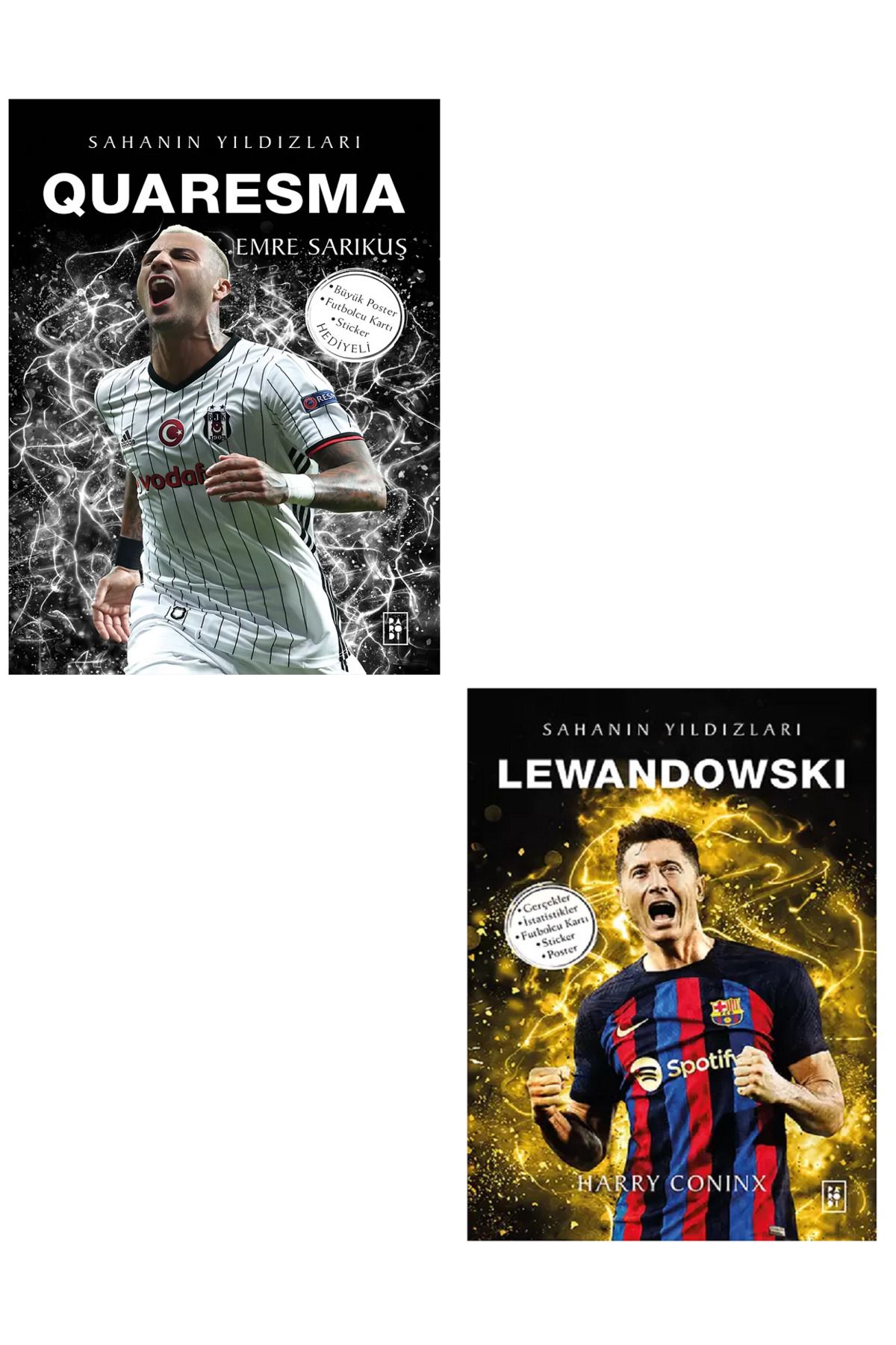 Parodi Yayınları QUARESMA - LEWANDOWSKİ Sahanın Yıldızları ( BÜYÜK Poster Sticker Futbolcu Kartı HEDİYE ) 2 KİTAP