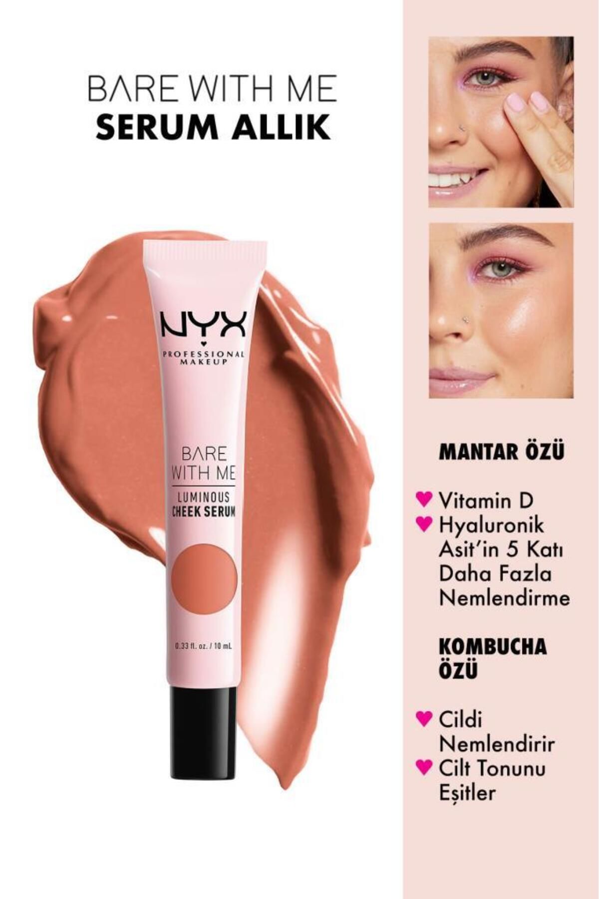 NYX Professional Makeup Allık - Bare With Me Luminous Cheek Serum Peach Bronze