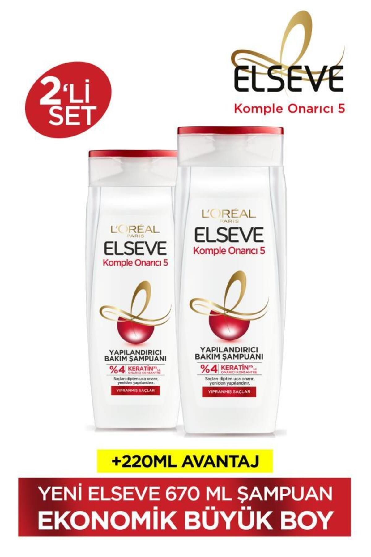 Elseve Komple Onarıcı 5 Yapılandırıcı Bakım Şampuanı 670 ml 2'li Avantajlı Set