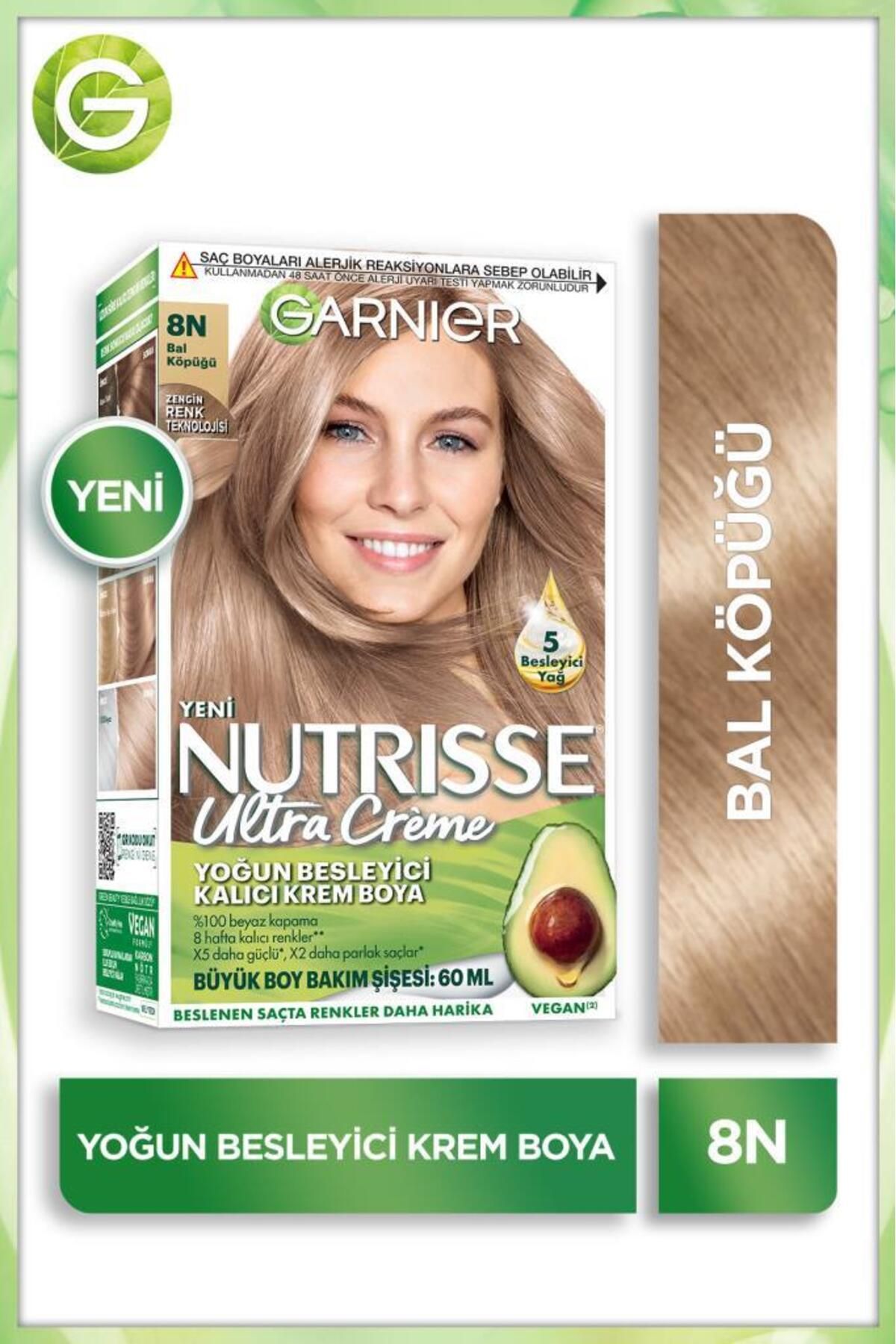 Garnier Nutrisse Yoğun Besleyici Kalıcı Krem Saç Boyası 8N Bal Köpüğü