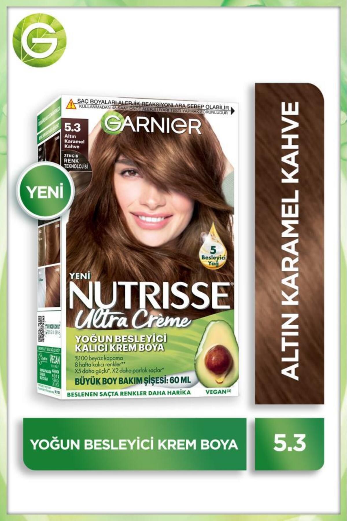 Garnier Nutrisse Yoğun Besleyici Kalıcı Krem Saç Boyası 5.3 Altın Karamel Kahve