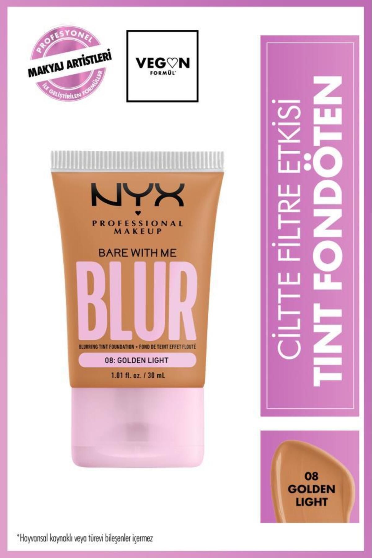 NYX Professional Makeup Blur Tint Ciltte Filtre Etkili Fondöten - 08 Golden Light