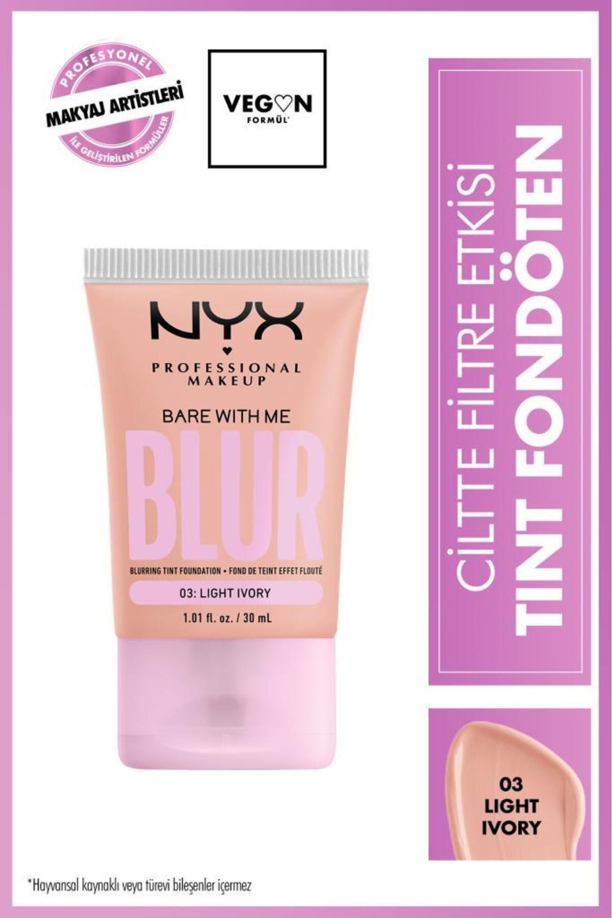 NYX Professional Makeup Blur Tint Ciltte Filtre Etkili Fondöten - 03 Light Ivory