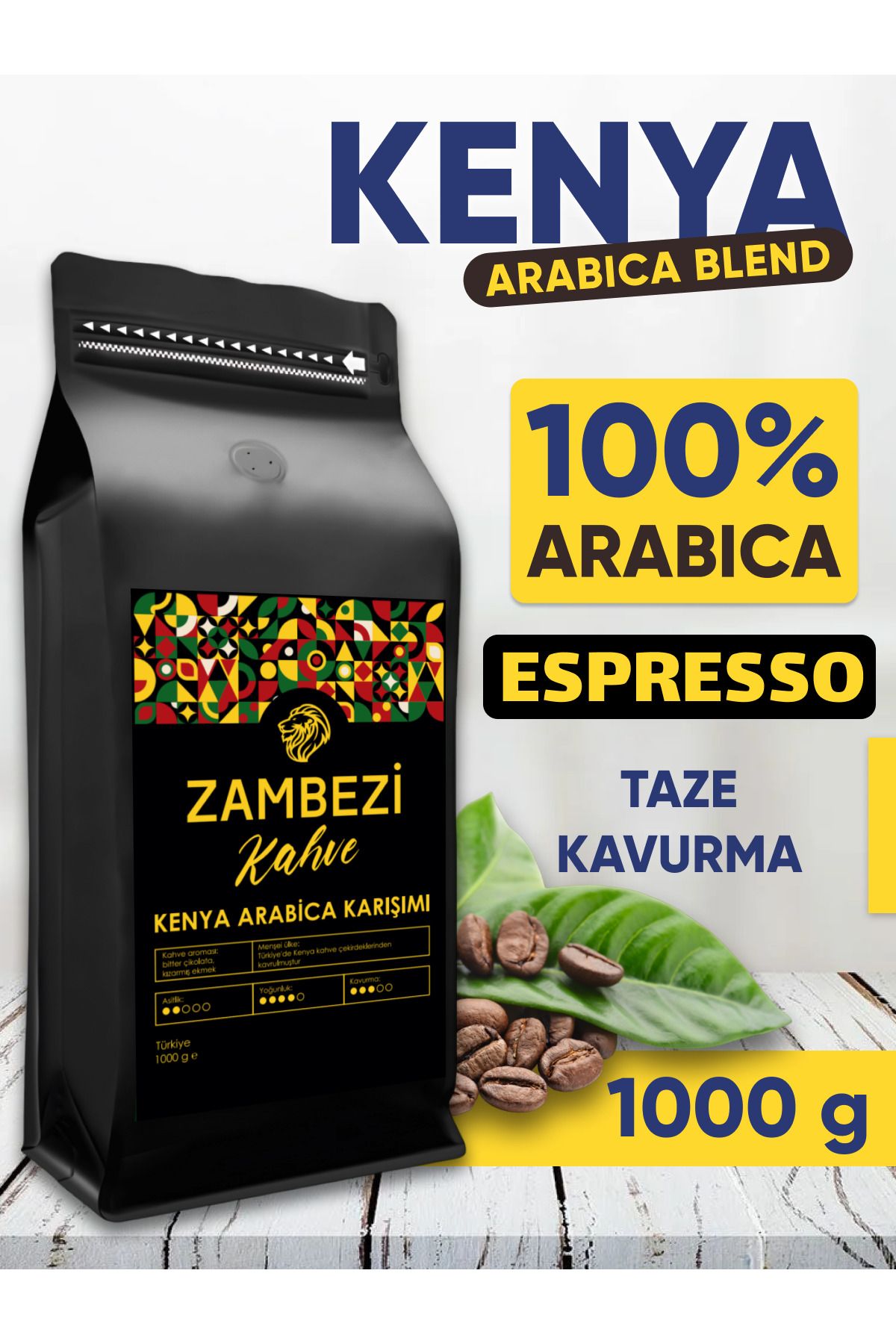 Zambezi Kenya Arabica Karışım Çekirdek Kahve 1 Kg / 1000 G