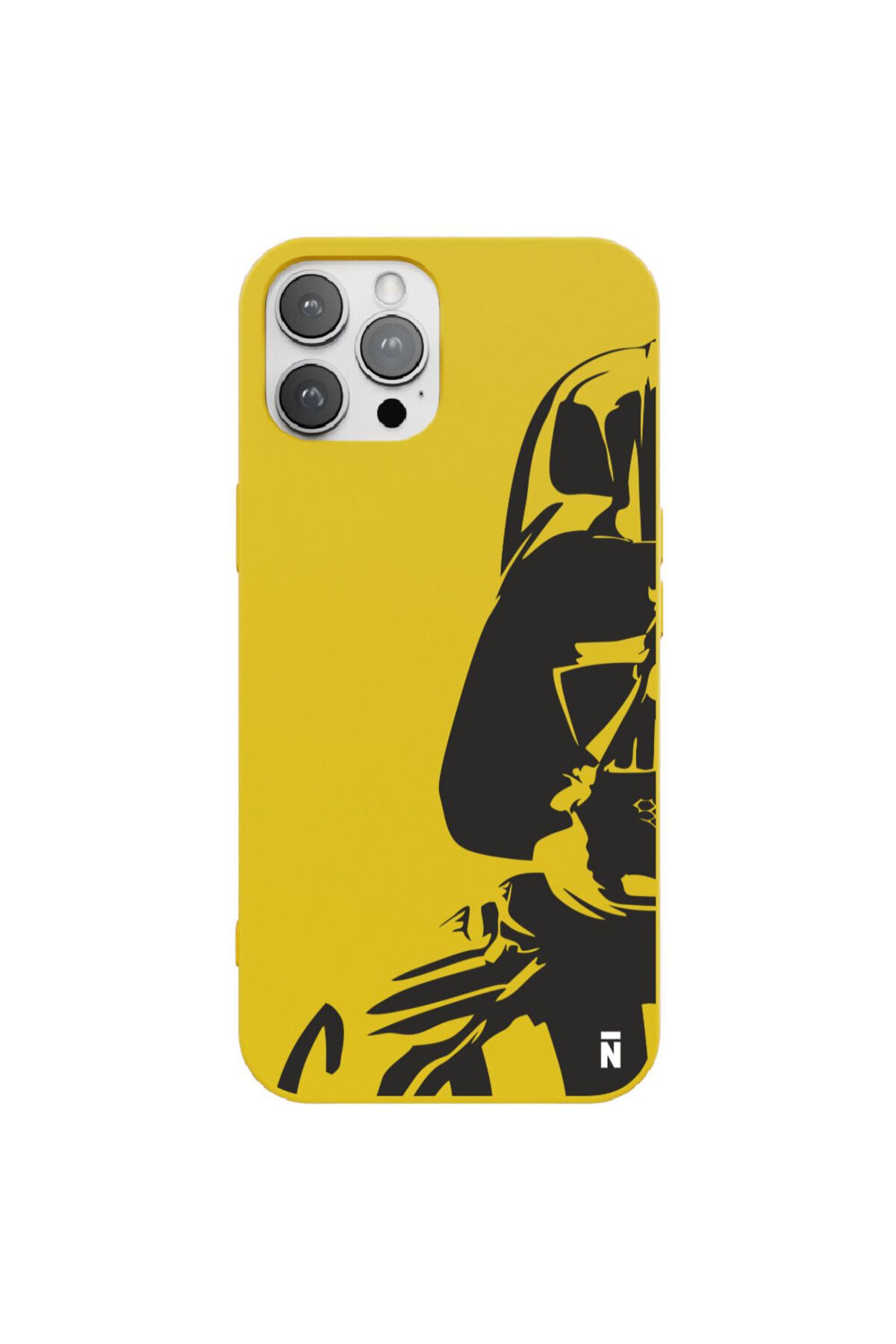Casen iPhone 12 Pro Darth Vader Tasarımlı Sarı Renkli Silikon Telefon Kılıfı