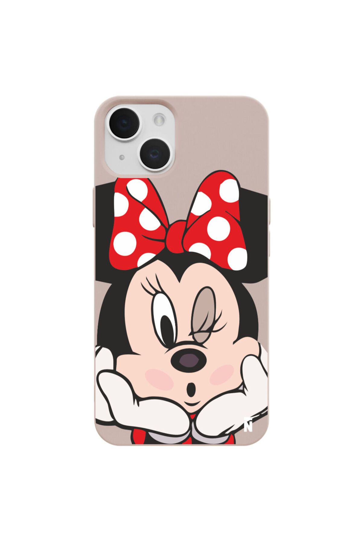 Casen iPhone 14 Mickey Tasarımlı Pudra Pembe Renkli Silikon Telefon Kılıfı