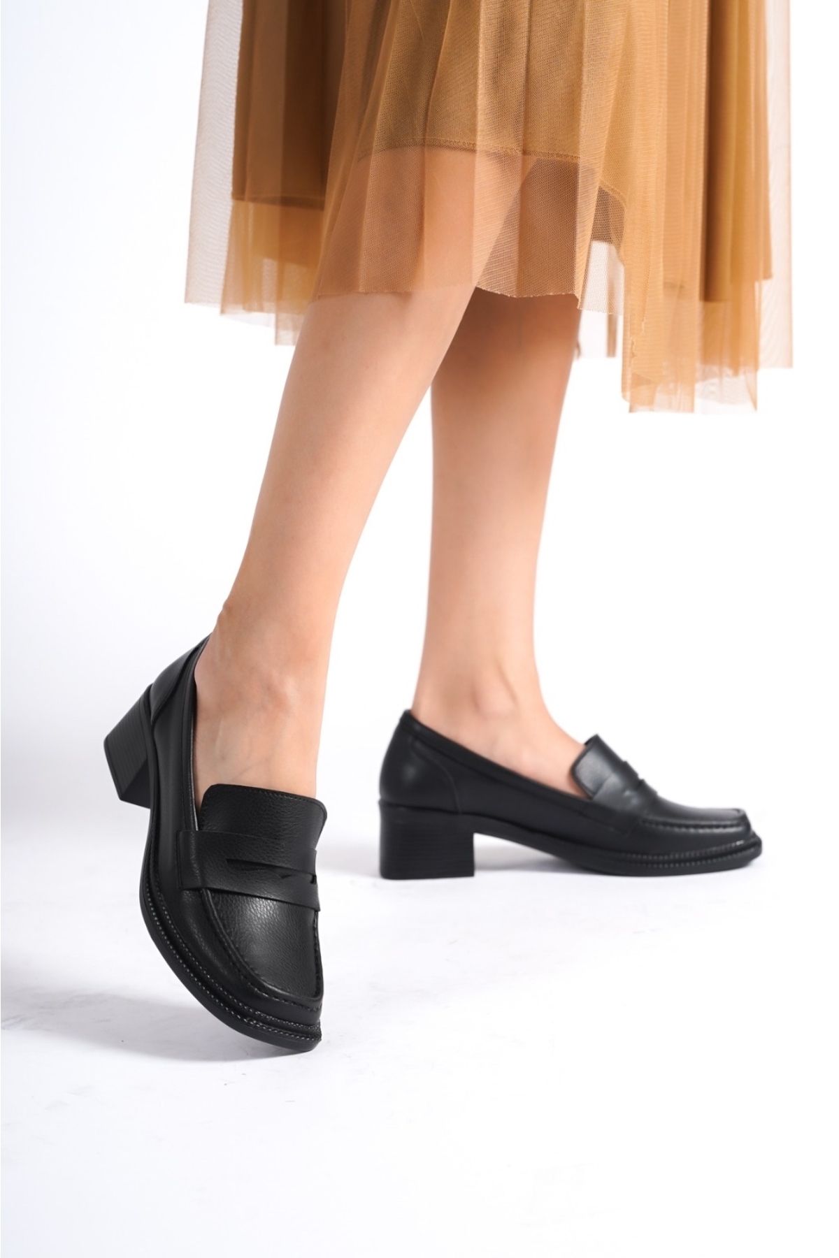 simplicity Kadın Siyah Cilt Loafer Günlük Ayakkabı