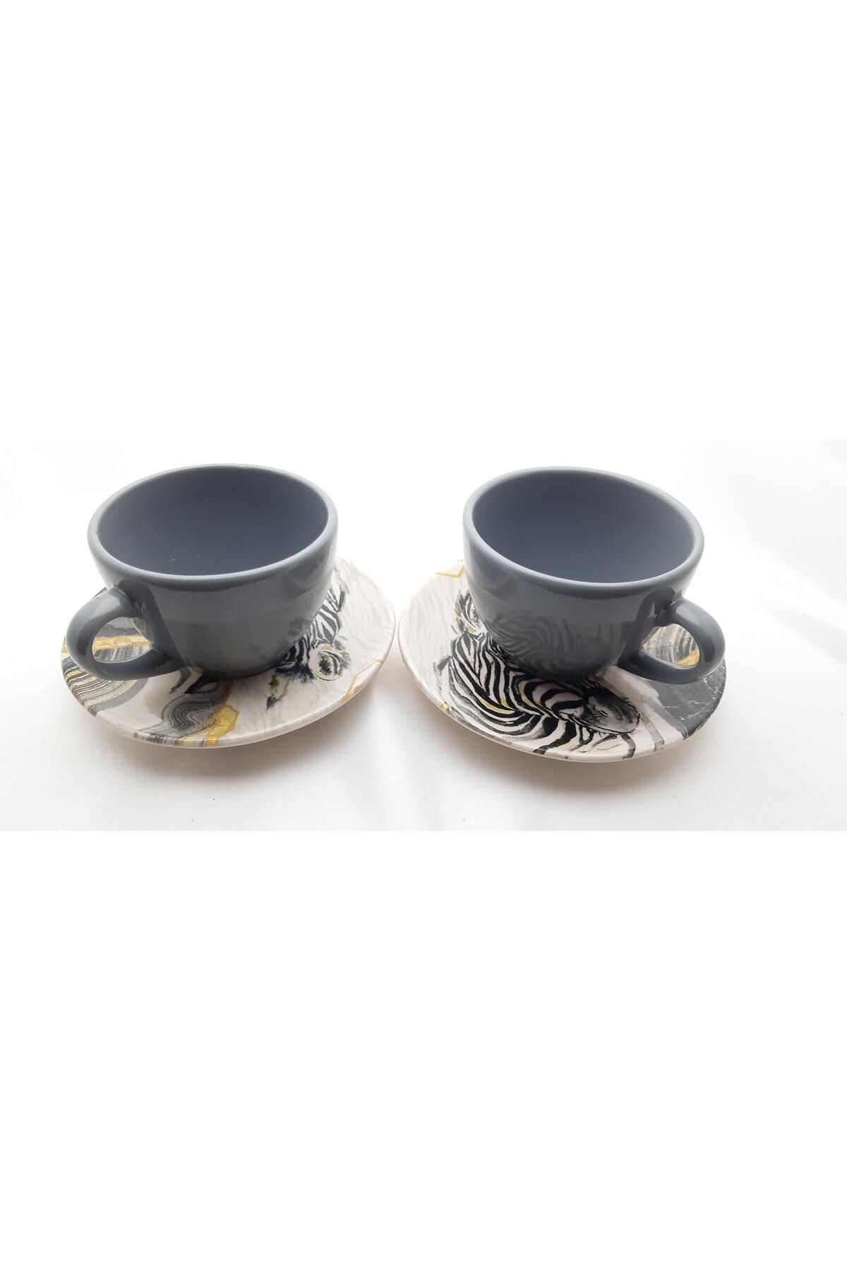 Genel Markalar Dekoratif Şık Tasarımlı Çift Kişilik digital baskılı Seramik Çay Fincanı Takımı Model k2-05