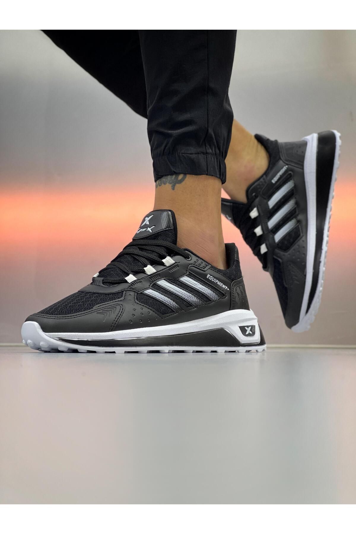 Rimex Erkek Siyah Beyaz Ortopedik Günlük Sneakers Spor Ayakkabı Rm0690