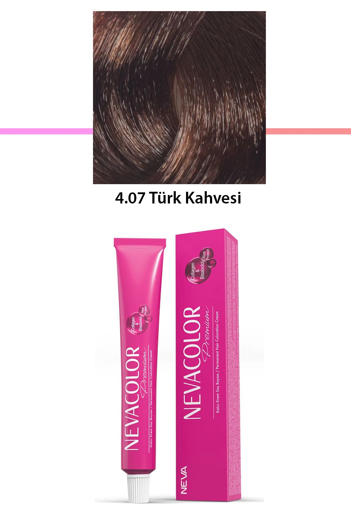 Neva Color Premium 4.07 Türk Kahvesi - Kalıcı Krem Saç Boyası 50 g Tüp