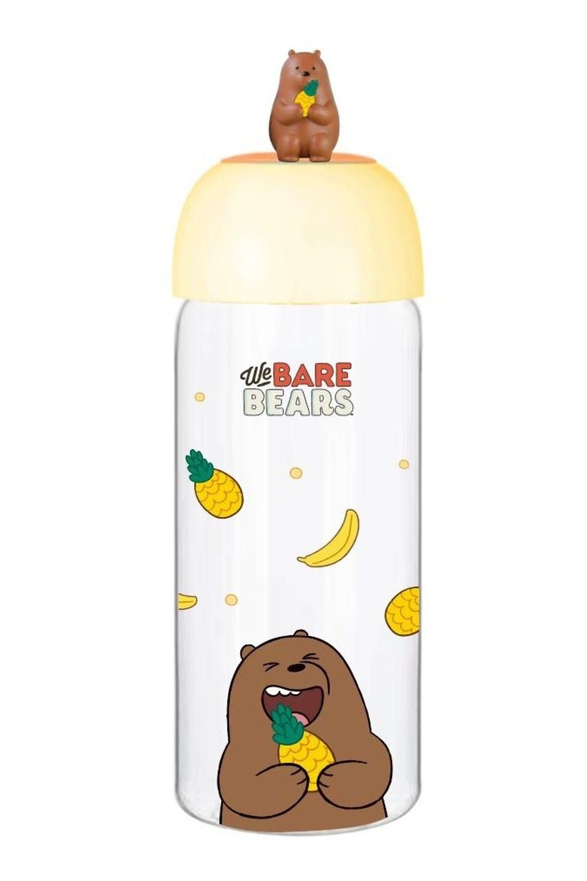 Miniso We Bare Bears Lisanslı Figürlü Borosilikat Cam Şişe (420ml)-Boz Ayı