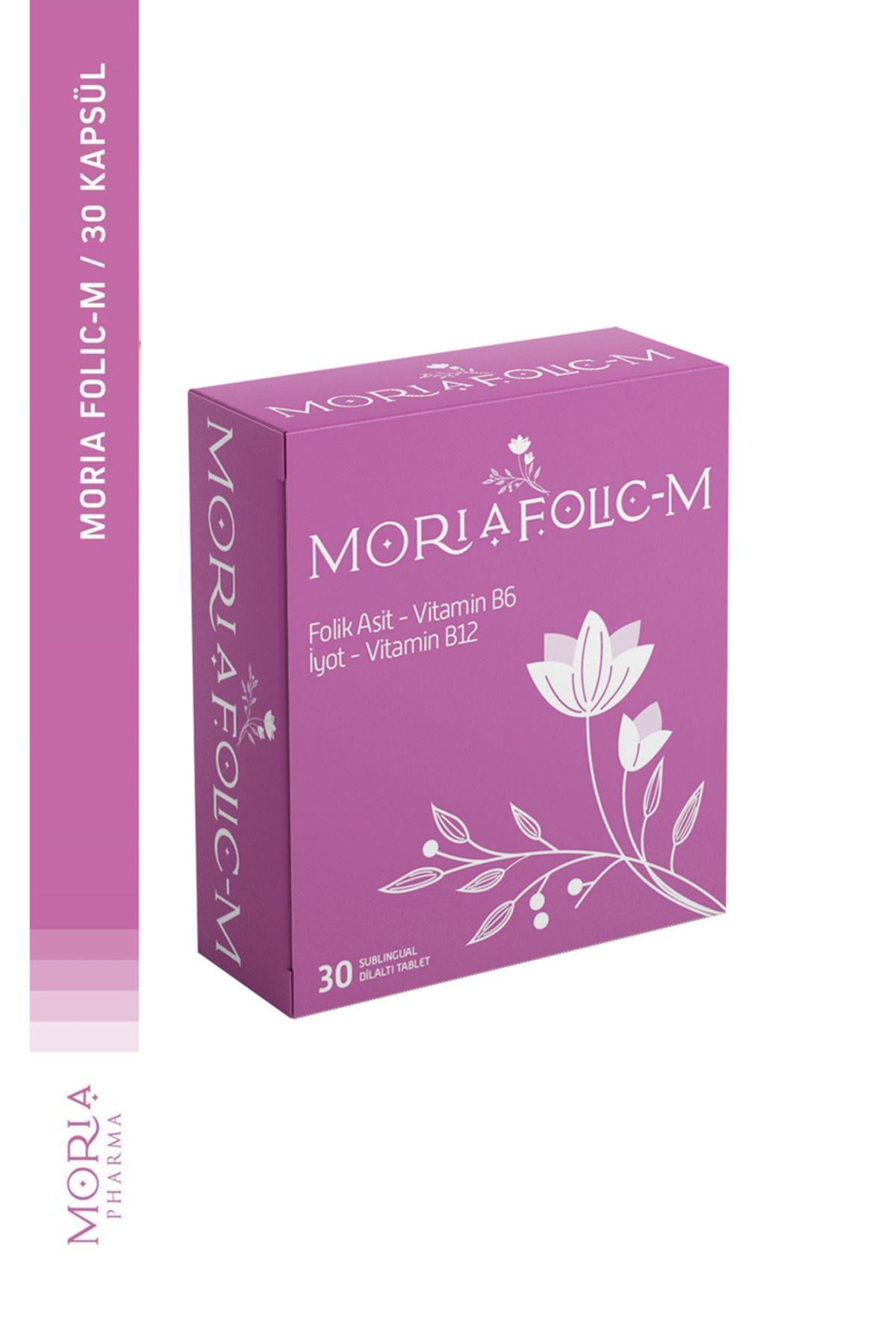 Moria Pharma Moria Folic-M Folik Asit-Vitamin B6 İyot-Vitamin B12 30 Dilaltı Tablet